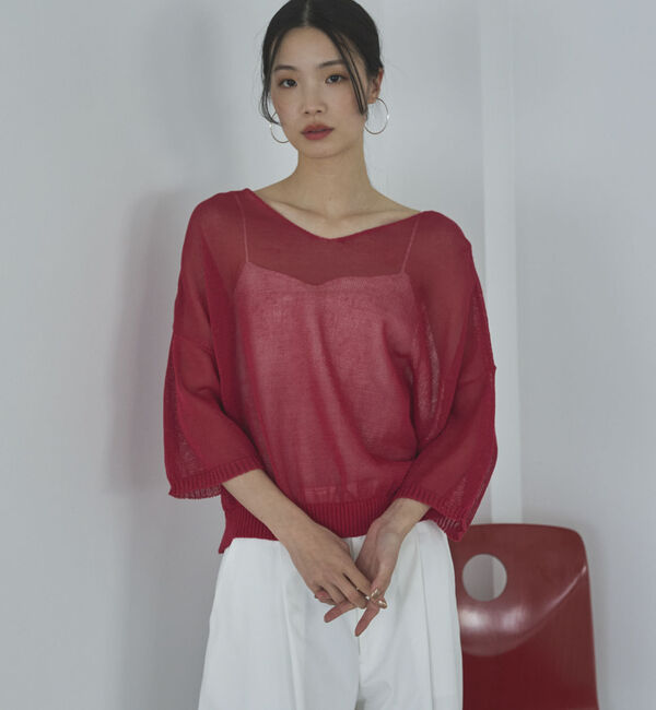 Doux archives「ストローヤーンニットＶネックプルオーバー」|ニット・セーター|