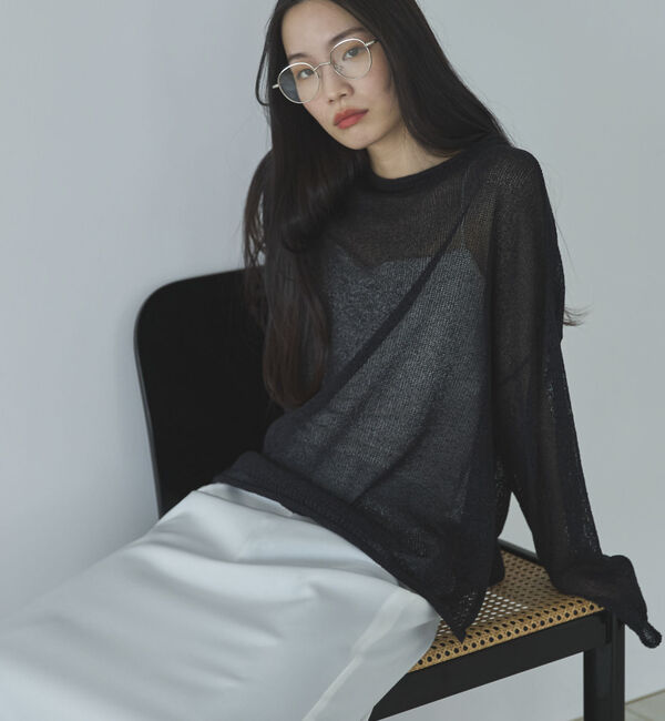 Doux archives「ペーパーヤーンルーズプルオーバー」|ニット・セーター|BLACK