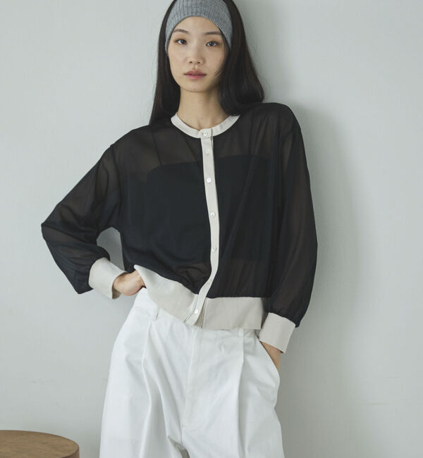 Doux archives「バイカラーシアーカーディガン」|シャツ・ブラウス|
