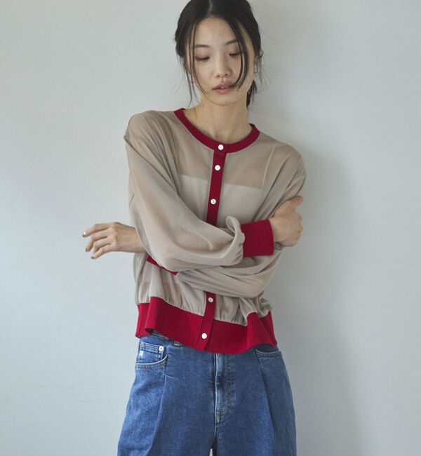 Doux archives「バイカラーシアーカーディガン」|シャツ・ブラウス|