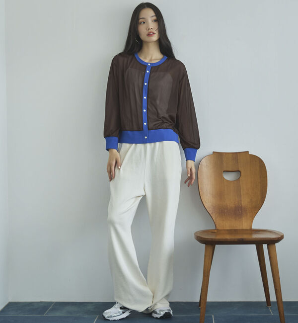 Doux archives「バイカラーシアーカーディガン」|シャツ・ブラウス|