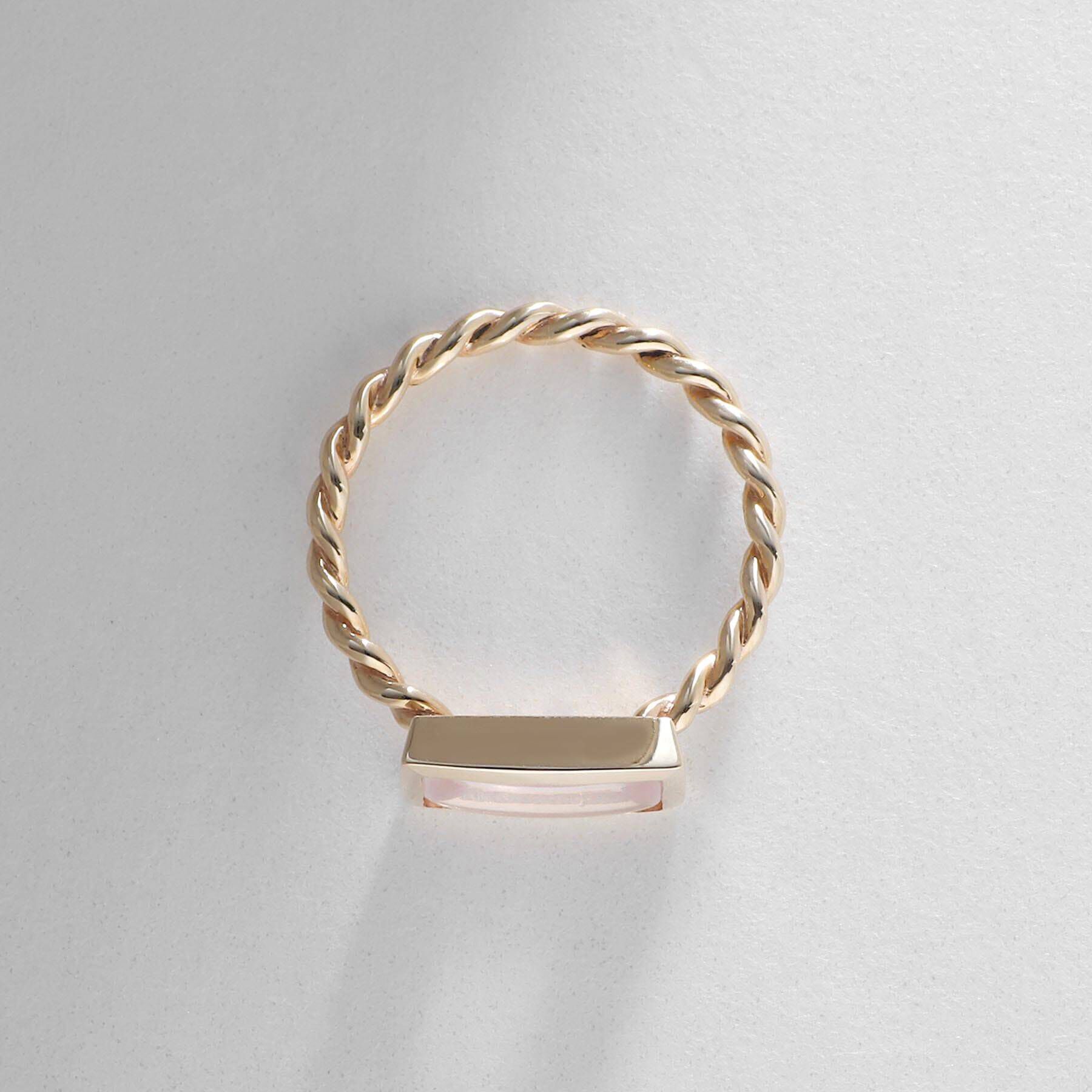 COCOSHNIK「K10ローズクォーツ バフトップカット リング」|リング|