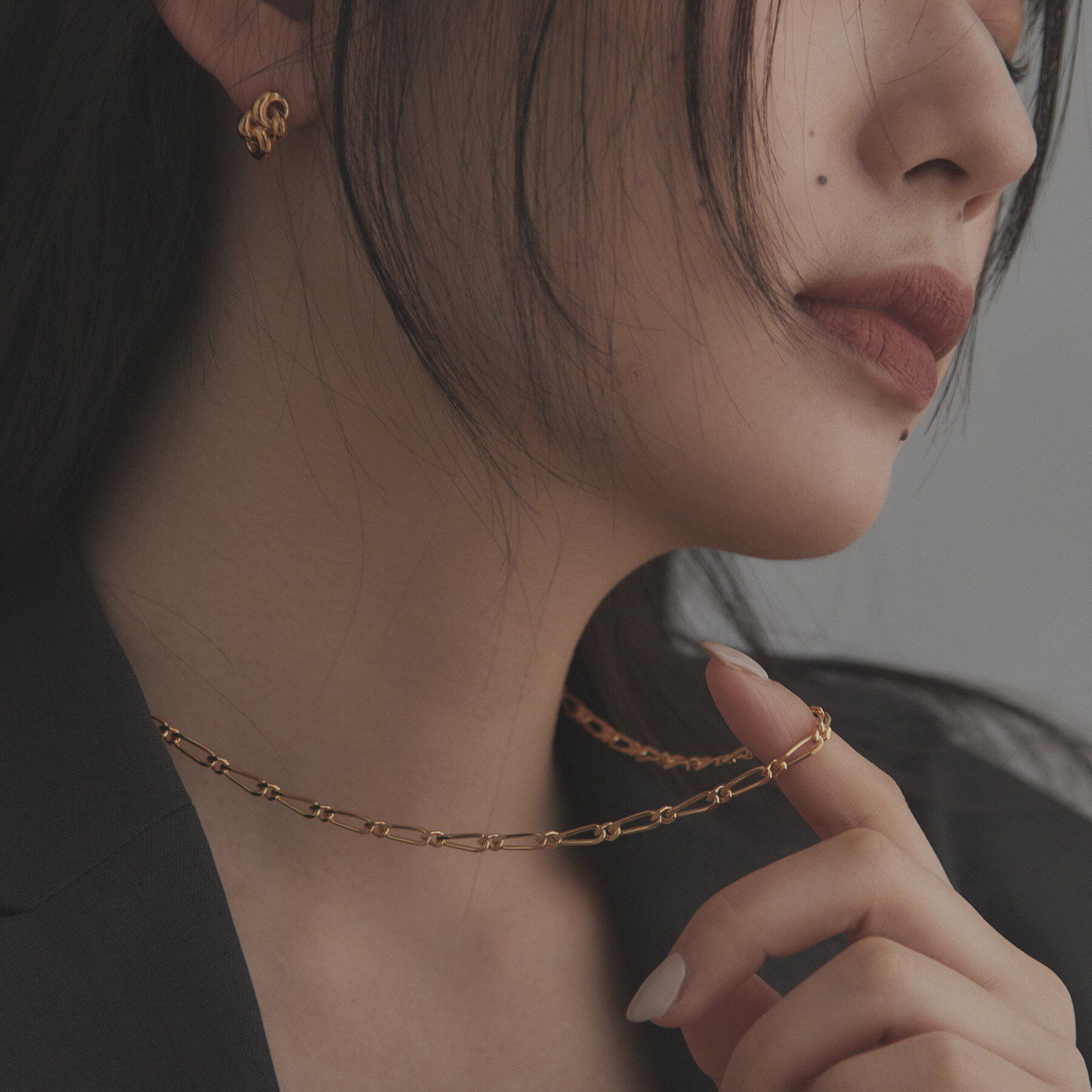 COCOSHNIK ONKITSCH「シルバー デザインチェーン ショート＆ロングネックレス GP」|ネックレス|