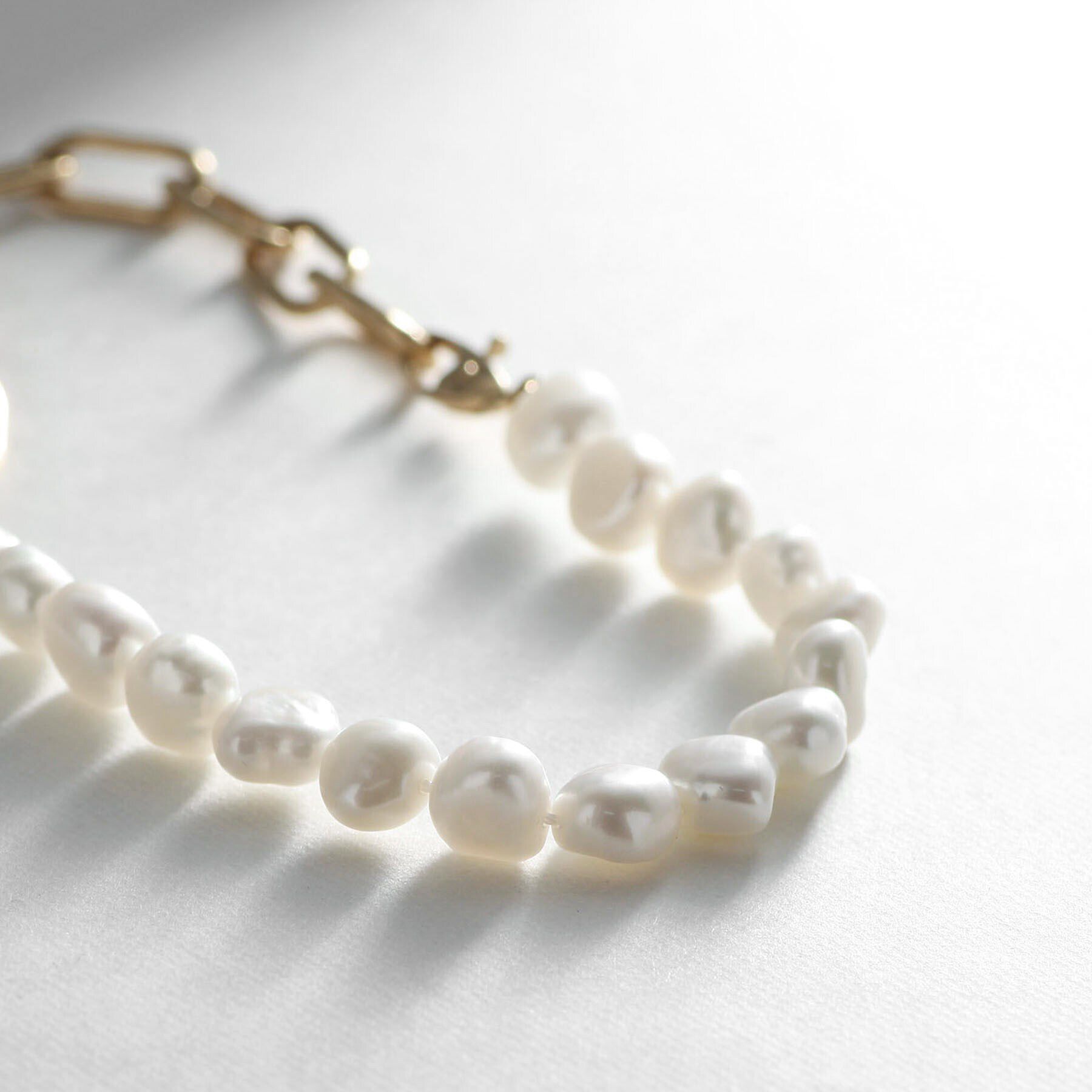 COCOSHNIK ONKITSCH「シルバー バロックパール チェーンミックス ブレスレットＬ GP」|ブレスレット・バングル|