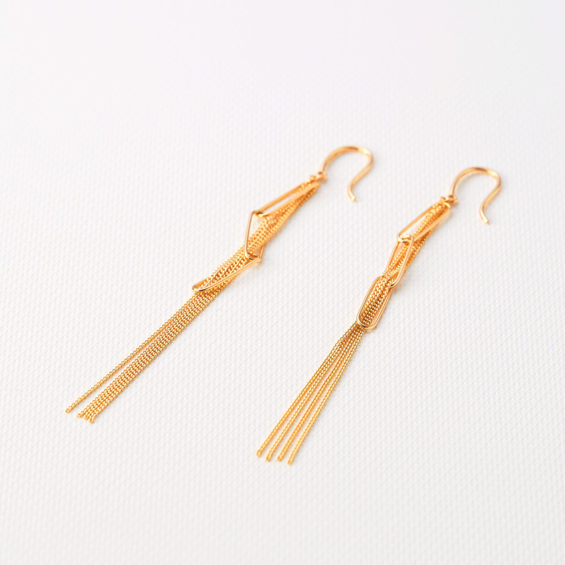 COCOSHNIK「K10PCロングウェーブインチェーン フックピアス」|ピアス|