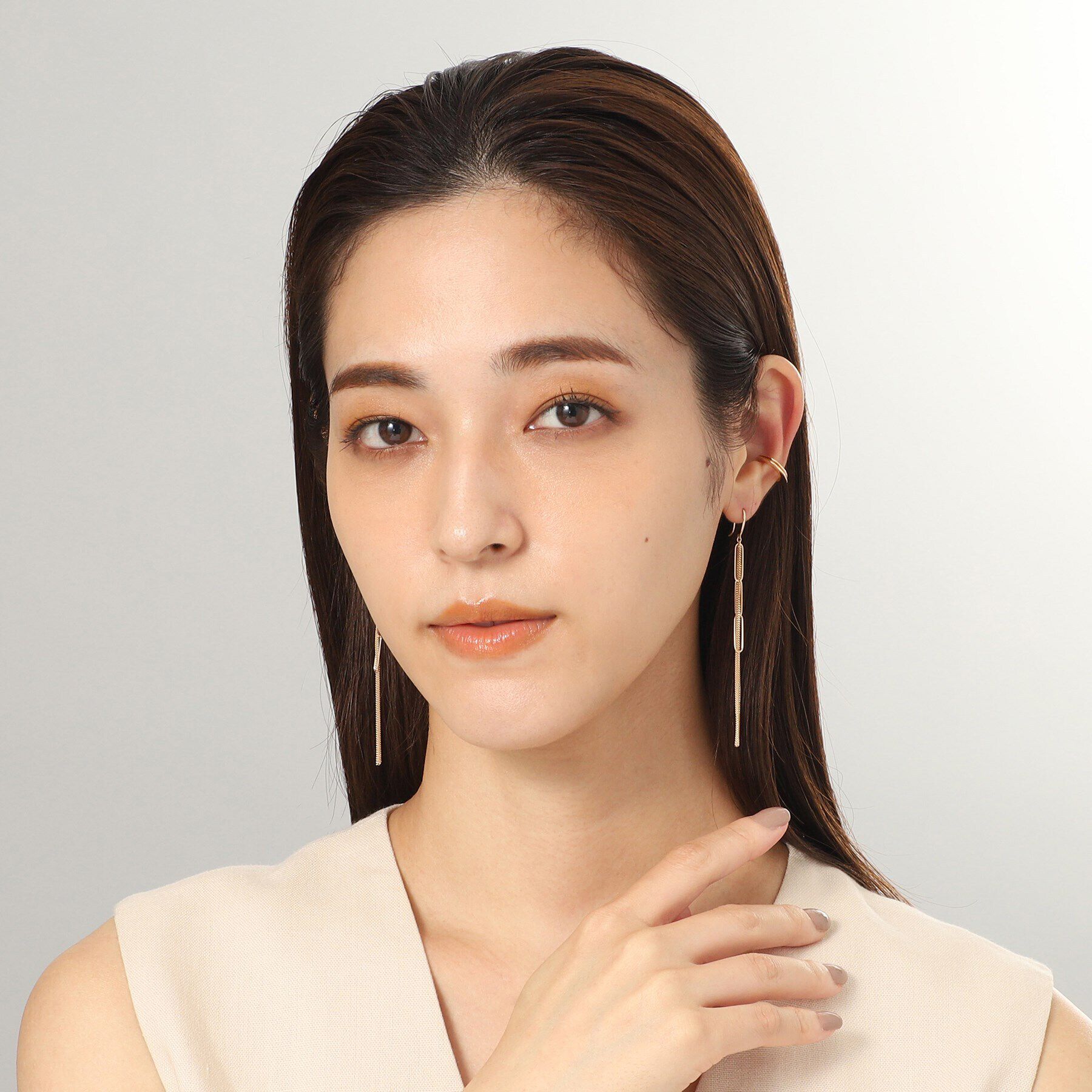 COCOSHNIK「K10PCロングウェーブインチェーン フックピアス」|ピアス|