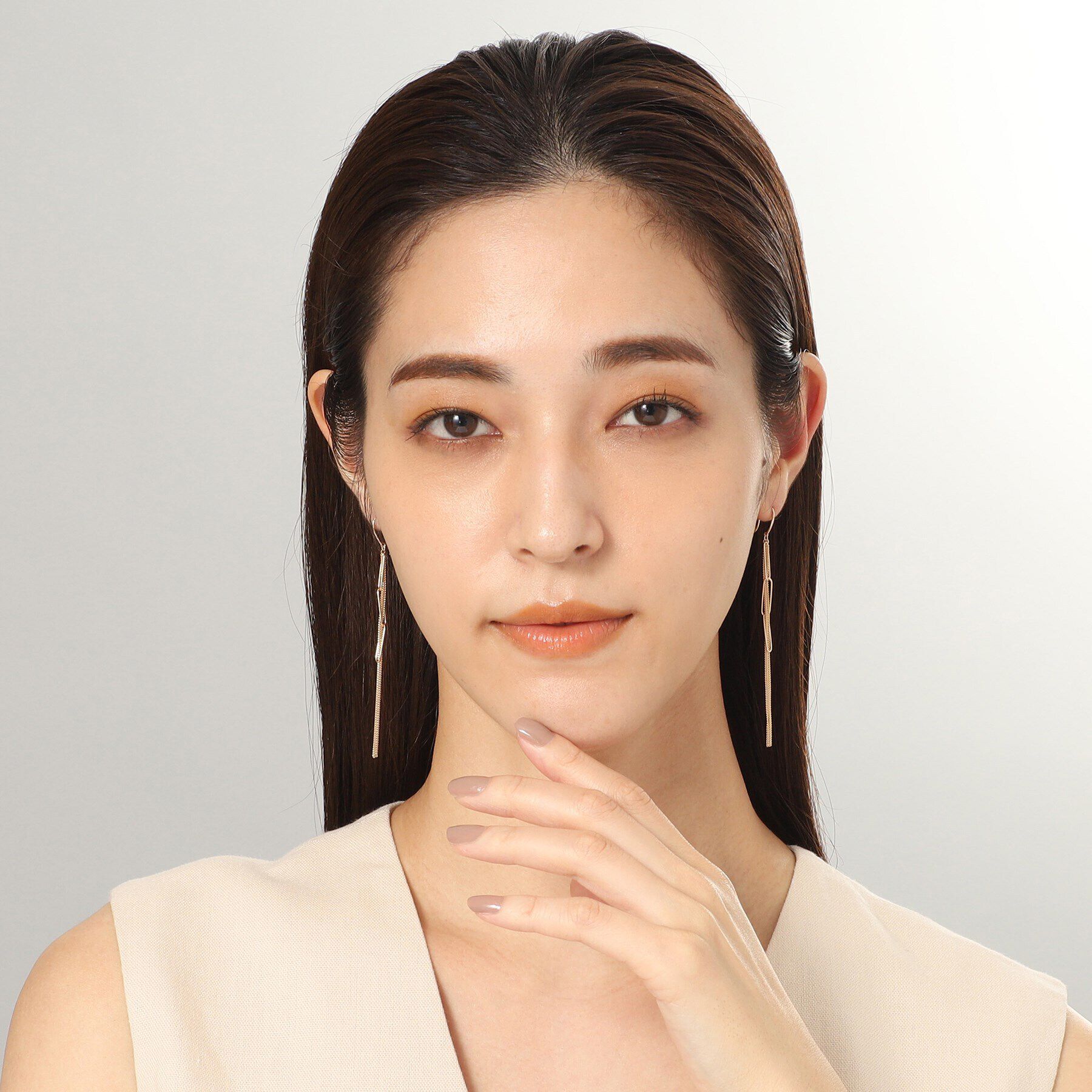 COCOSHNIK「K10PCロングウェーブインチェーン フックピアス」|ピアス|