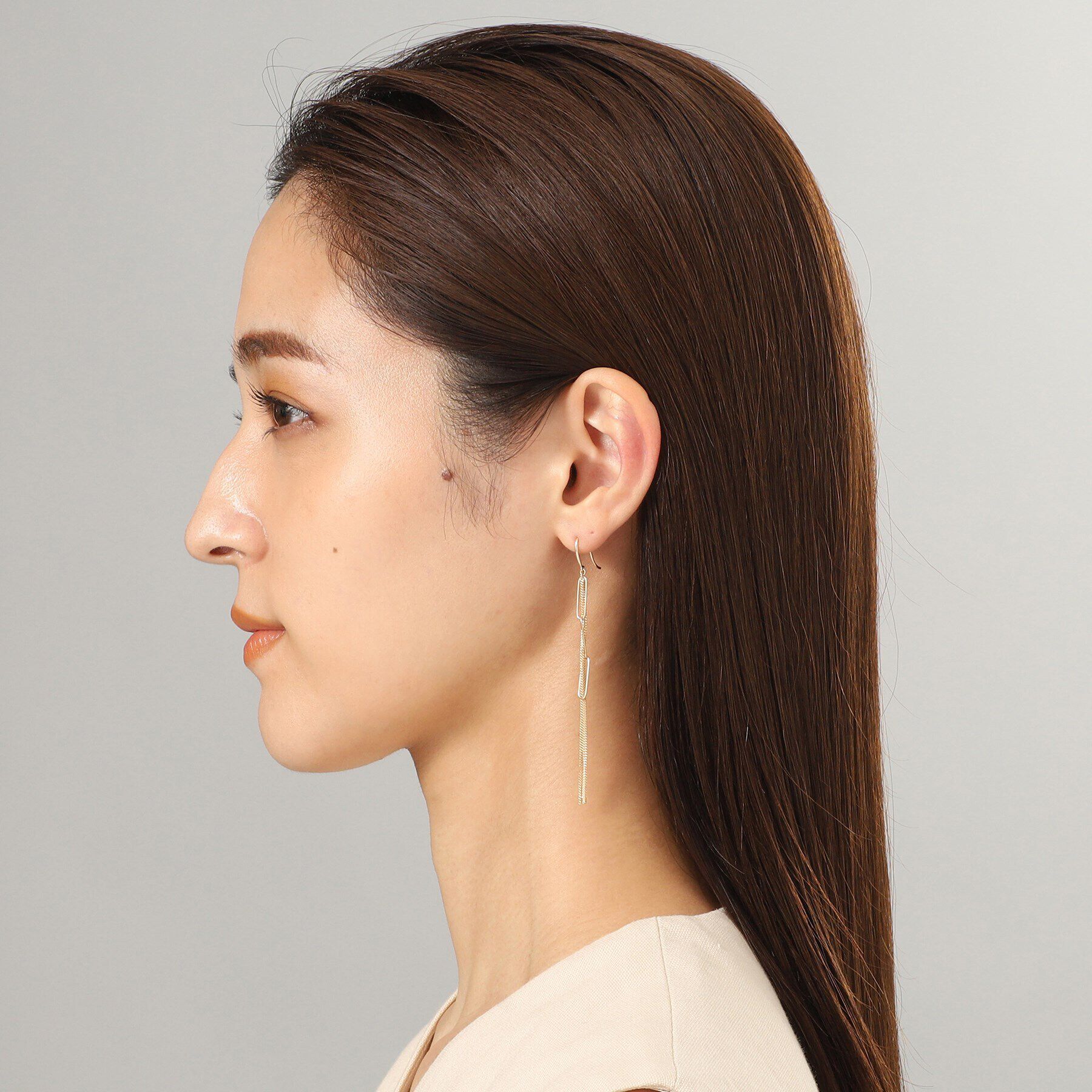 COCOSHNIK「K10PCロングウェーブインチェーン フックピアス」|ピアス|