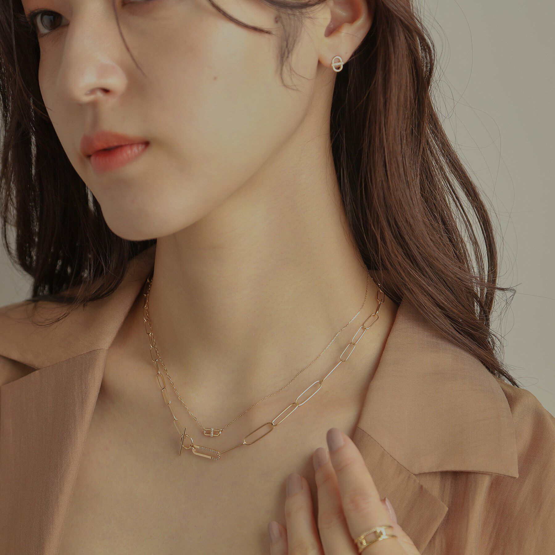 COCOSHNIK「K10ダイヤモンド PCロンググラデーションマンテル ネックレス」|ネックレス|