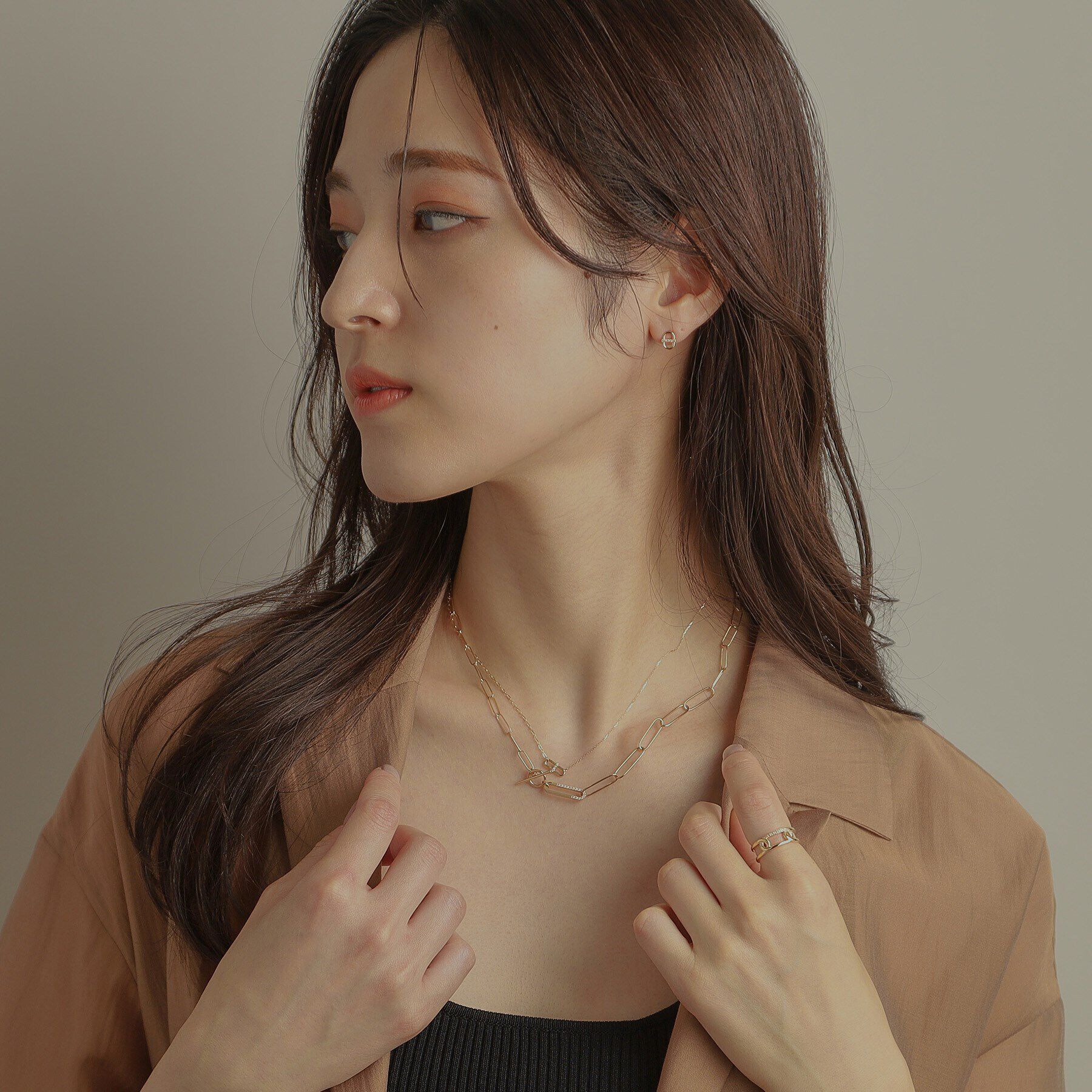 COCOSHNIK「K10ダイヤモンド PCロンググラデーションマンテル ネックレス」|ネックレス|