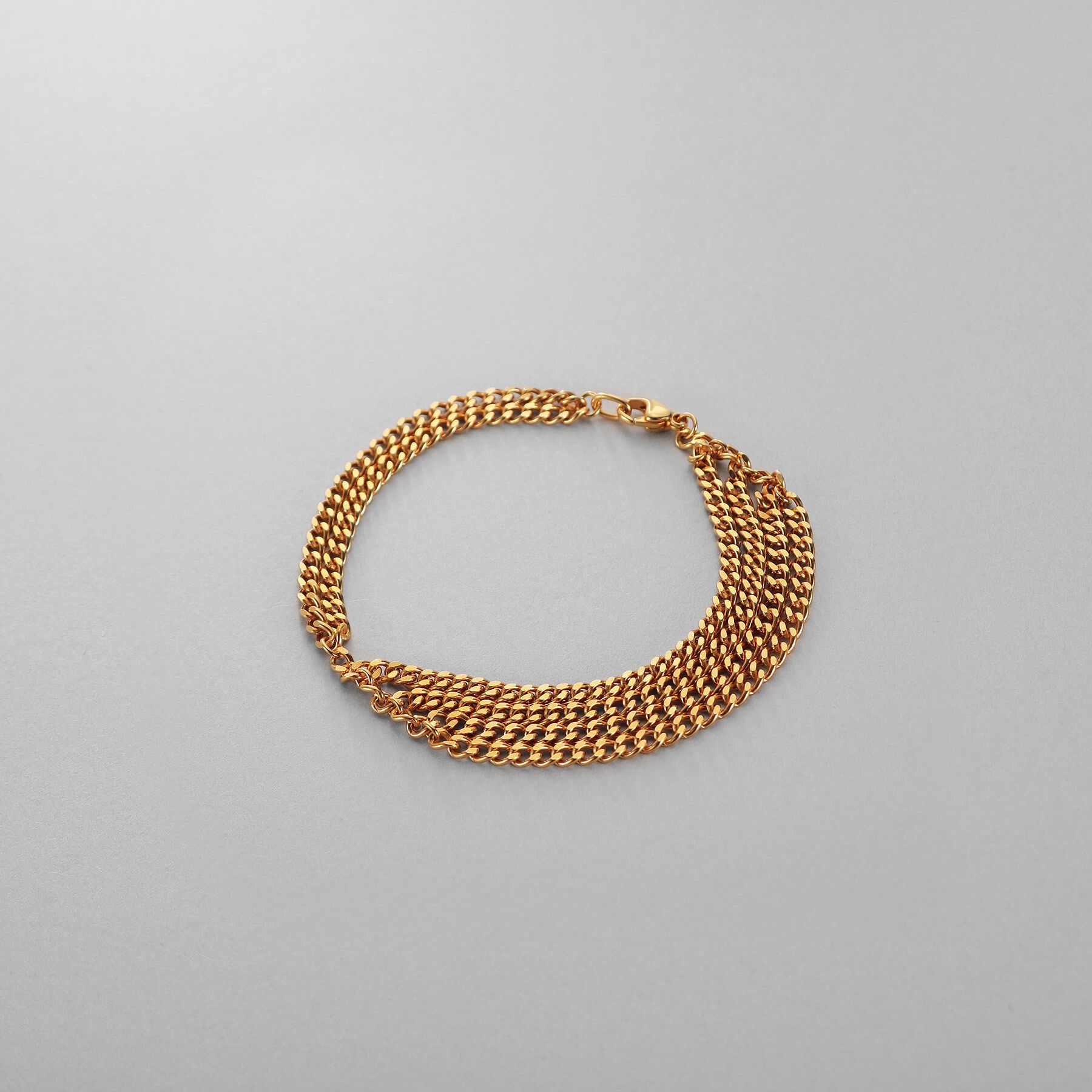 COCOSHNIK ONKITSCH「シルバー カーブチェーンアシンメトリードレープブレスレット GP」|ブレスレット・バングル|ゴールド(600)