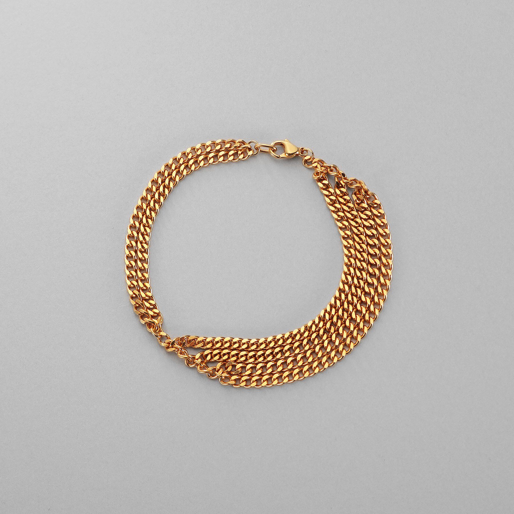 COCOSHNIK ONKITSCH「シルバー カーブチェーンアシンメトリードレープブレスレット GP」|ブレスレット・バングル|