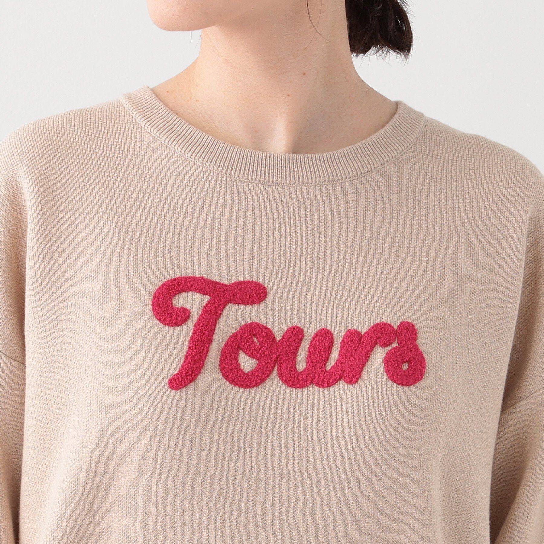 SHOO･LA･RUE「【洗える/S-LL/ちくちくしにくい】大人のための ロゴ入りスウェットライクニット」|ニット・セーター|