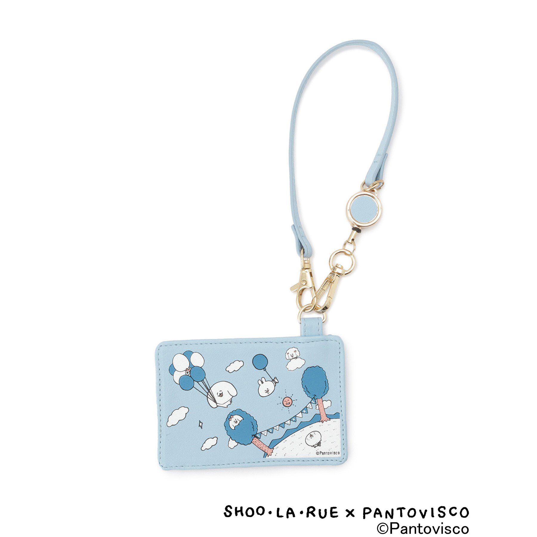 SHOO･LA･RUE「【パントビスコ／ぺろち】イラストプリント 合皮パスケース」|その他|ブルー(091)