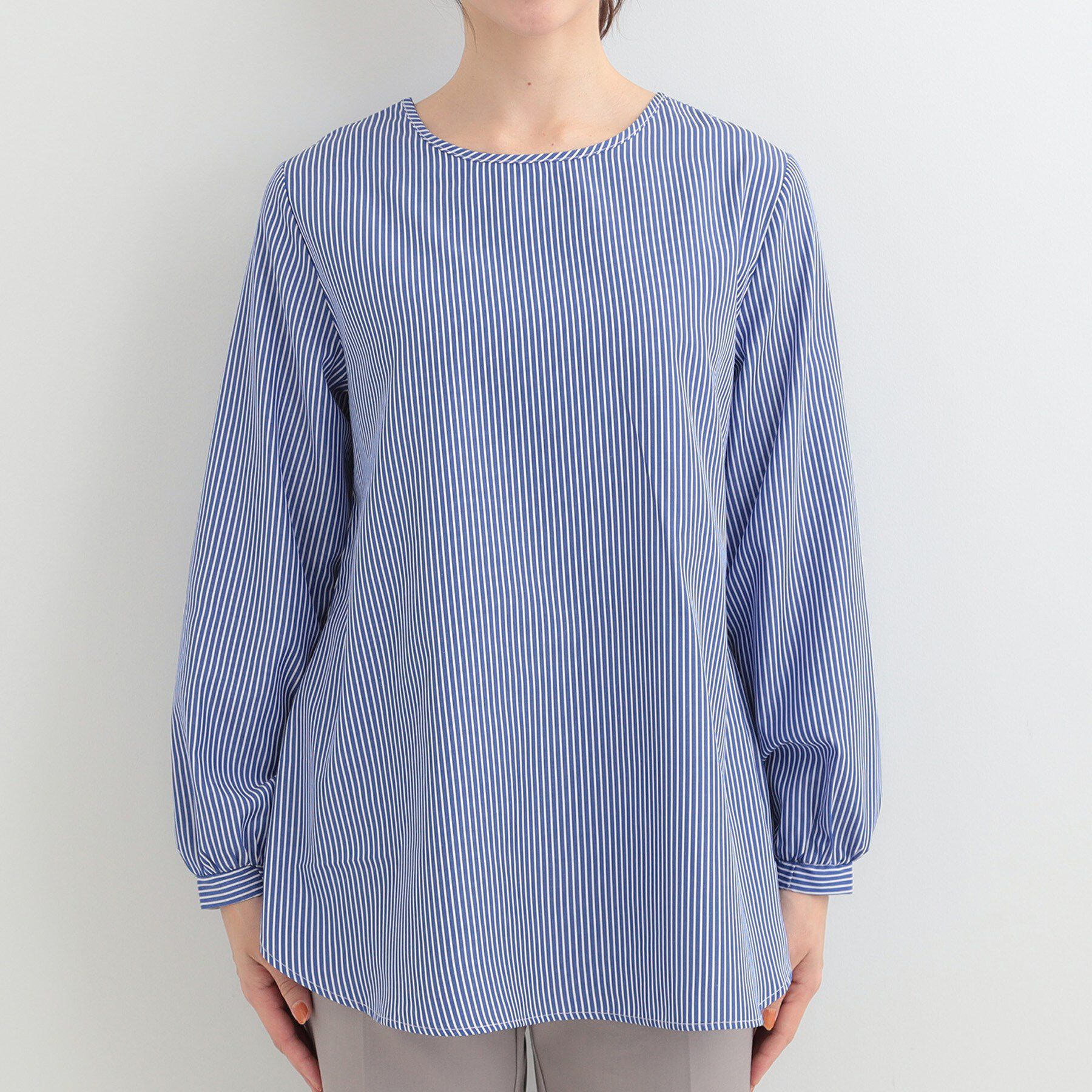 SHOO･LA･RUE「【洗濯機可/2点セット/S-LL】着回し自在 きれい見え ニットベスト＋ブラウス」|ニット・セーター|