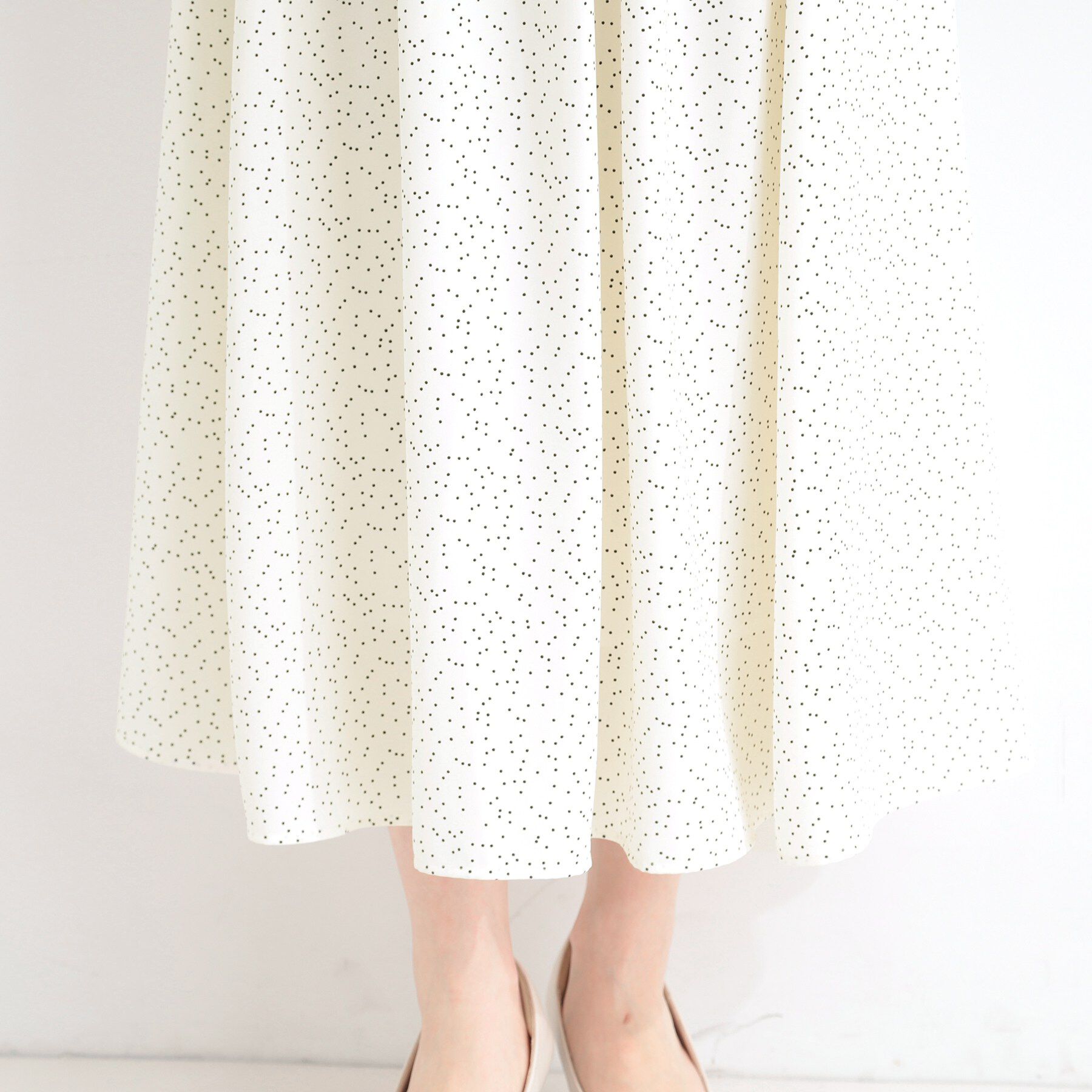 SHOO･LA･RUE「【UV/セットアップ可/S-LL】洗濯後しわになりにくい　ドット柄ギャザースカート」|スカート|