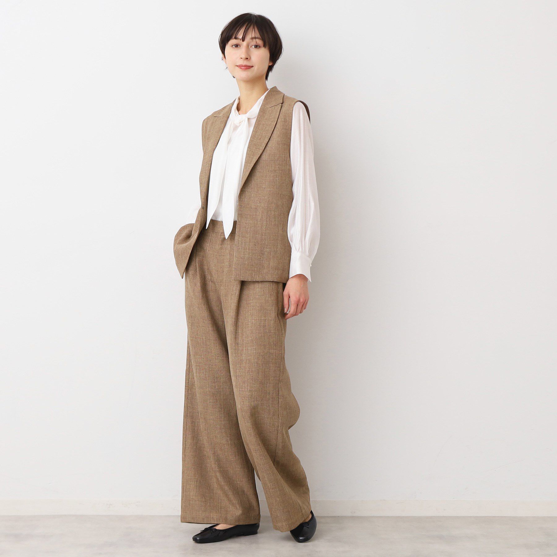 Dessin「【洗える・セットアップ可能】スリーブレス襟付きジャケット（S～L）」|ベスト・ジレ|