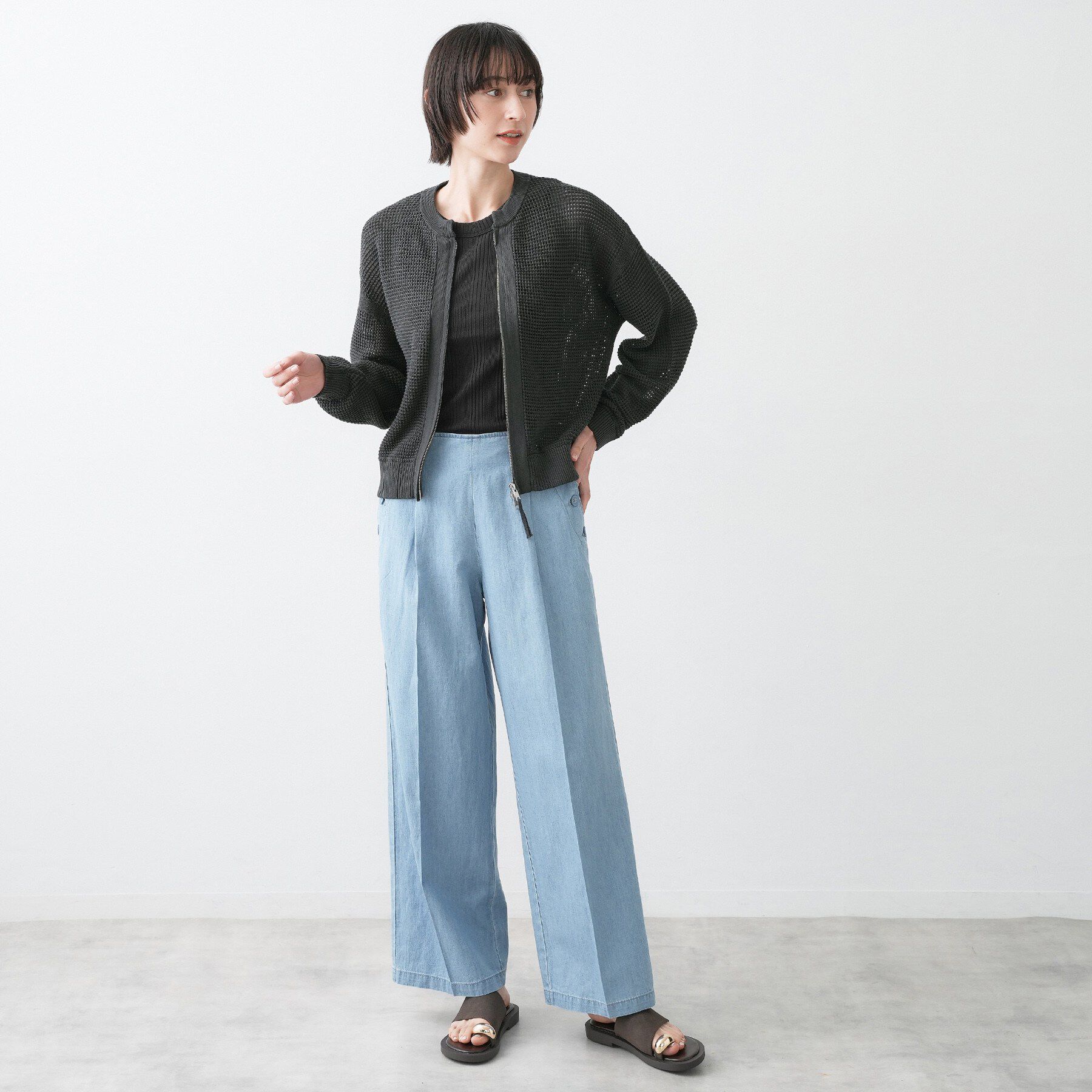 Dessin「【洗える】コットンメッシュニットカーディガン」|カーディガン|