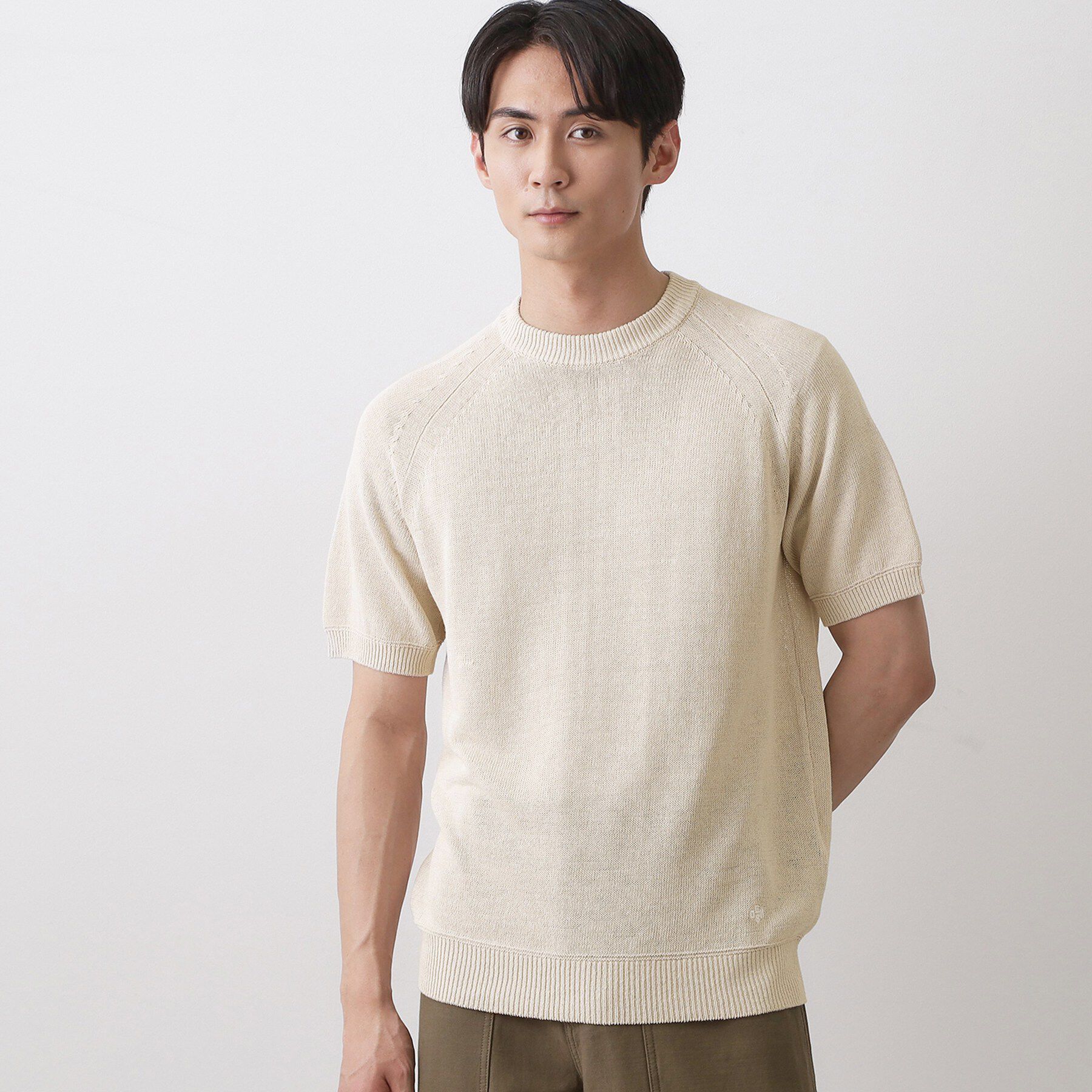 Dessin「ペーパーブレンドニットTシャツ」|ニット・セーター|グレージュ(050)