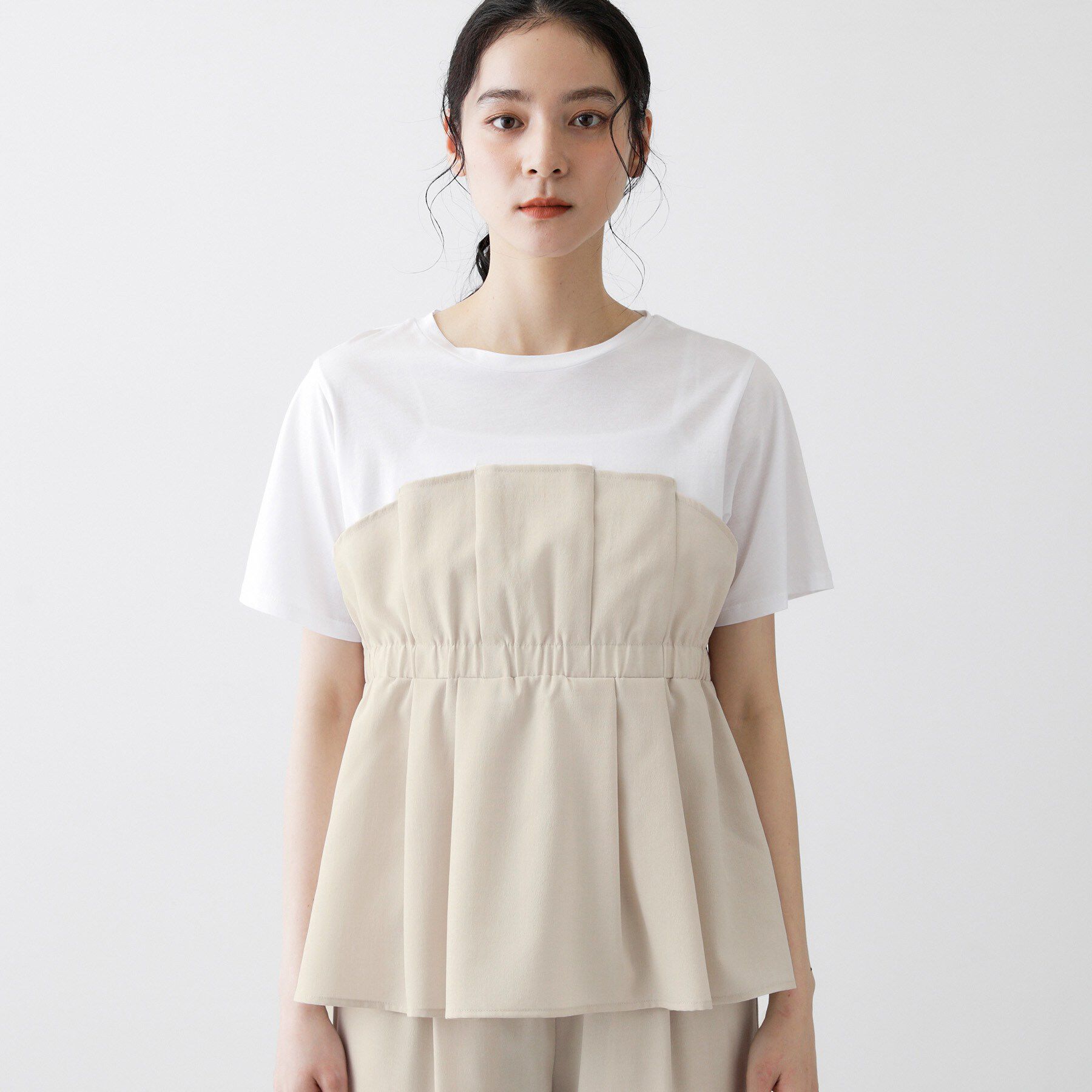 Dessin「【セットアップ可/UVカット/洗える】ビスチェドッキングTシャツ」|Tシャツ・カットソー|