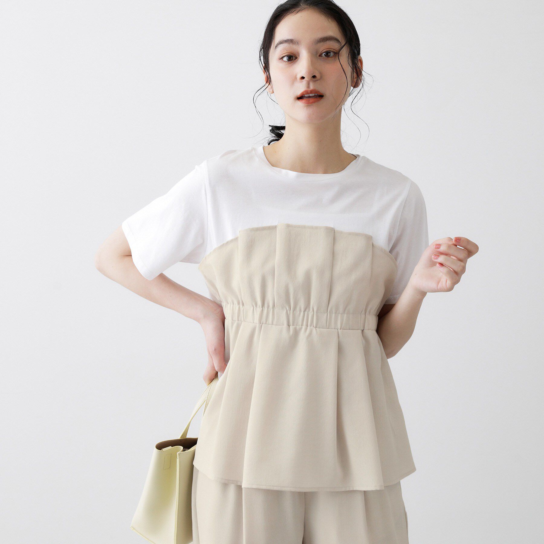 Dessin「【セットアップ可/UVカット/洗える】ビスチェドッキングTシャツ」|Tシャツ・カットソー|