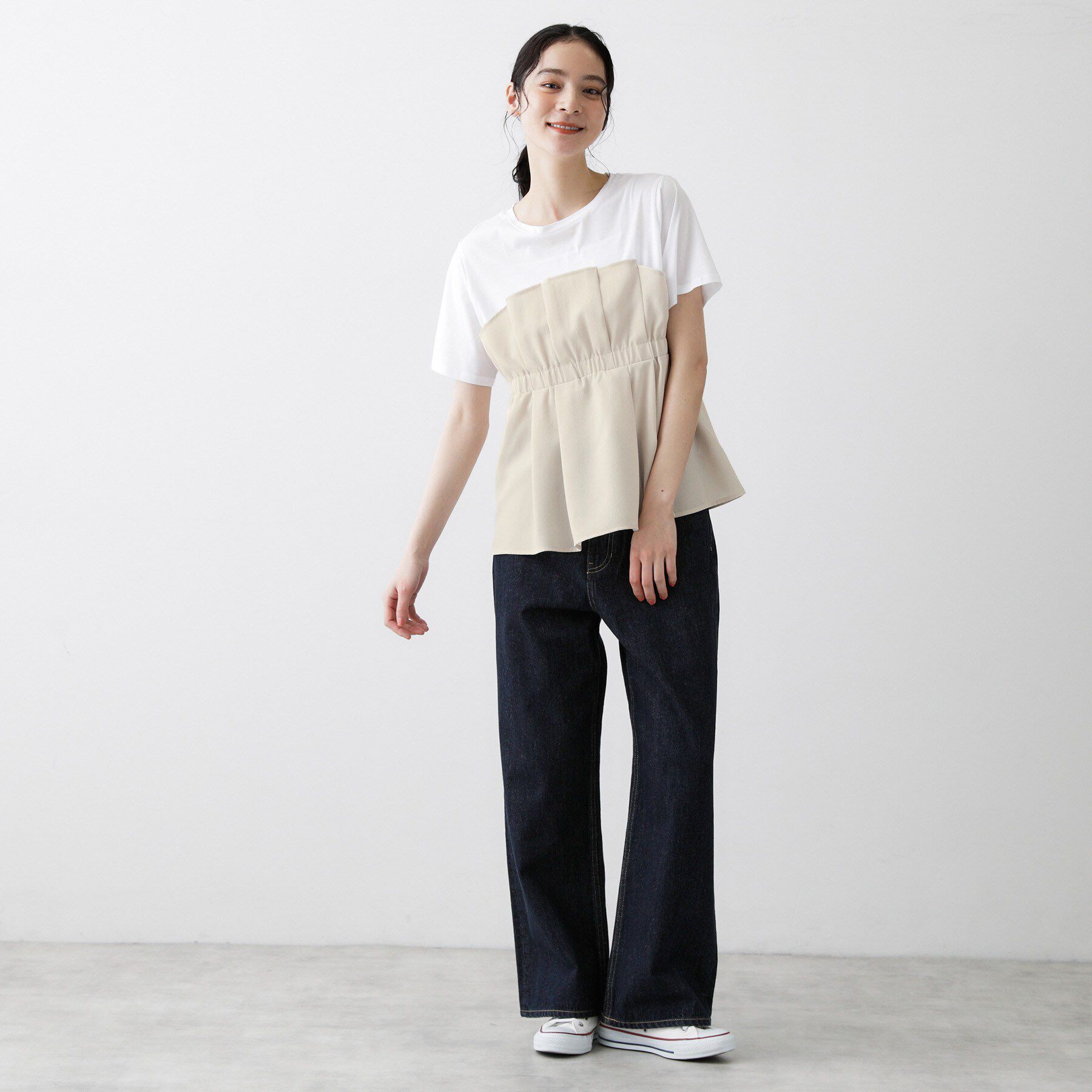 Dessin「【セットアップ可/UVカット/洗える】ビスチェドッキングTシャツ」|Tシャツ・カットソー|