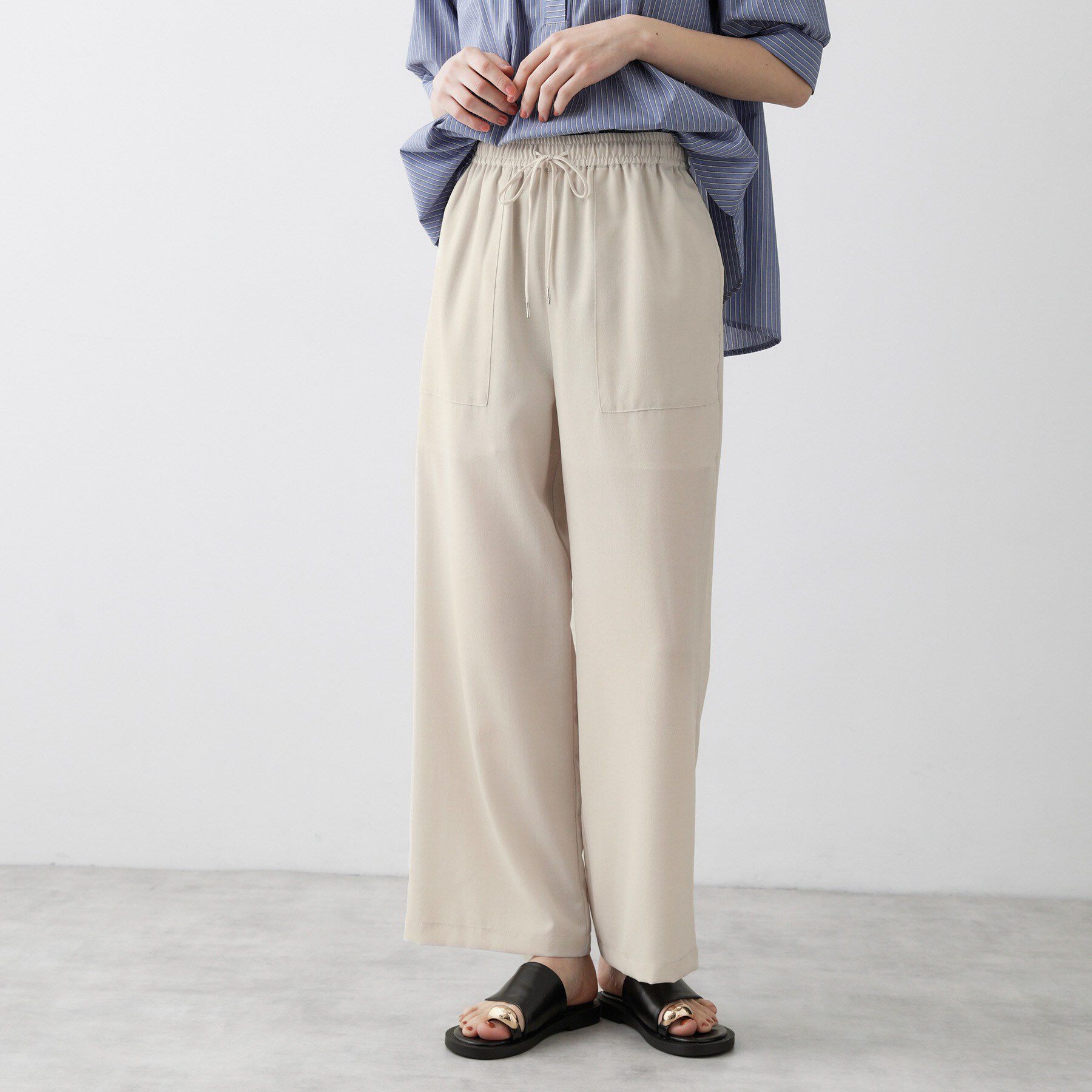 Dessin「【セットアップ可/接触冷感/UVカット】イージーワイドパンツ」|その他|ライトベージュ(05