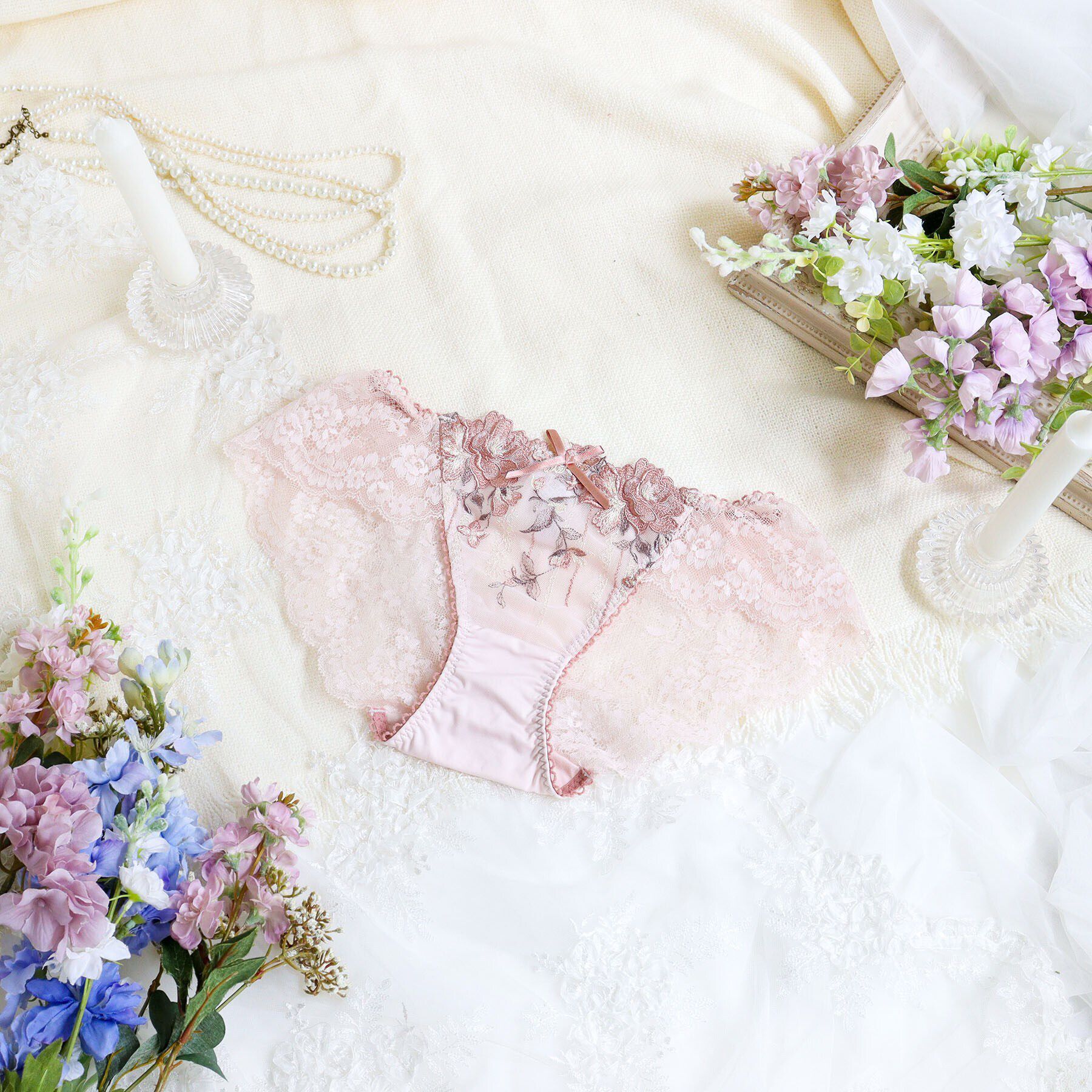 Risa Magli「クラシーナ レースショーツ」|インナー|ピンク(071)