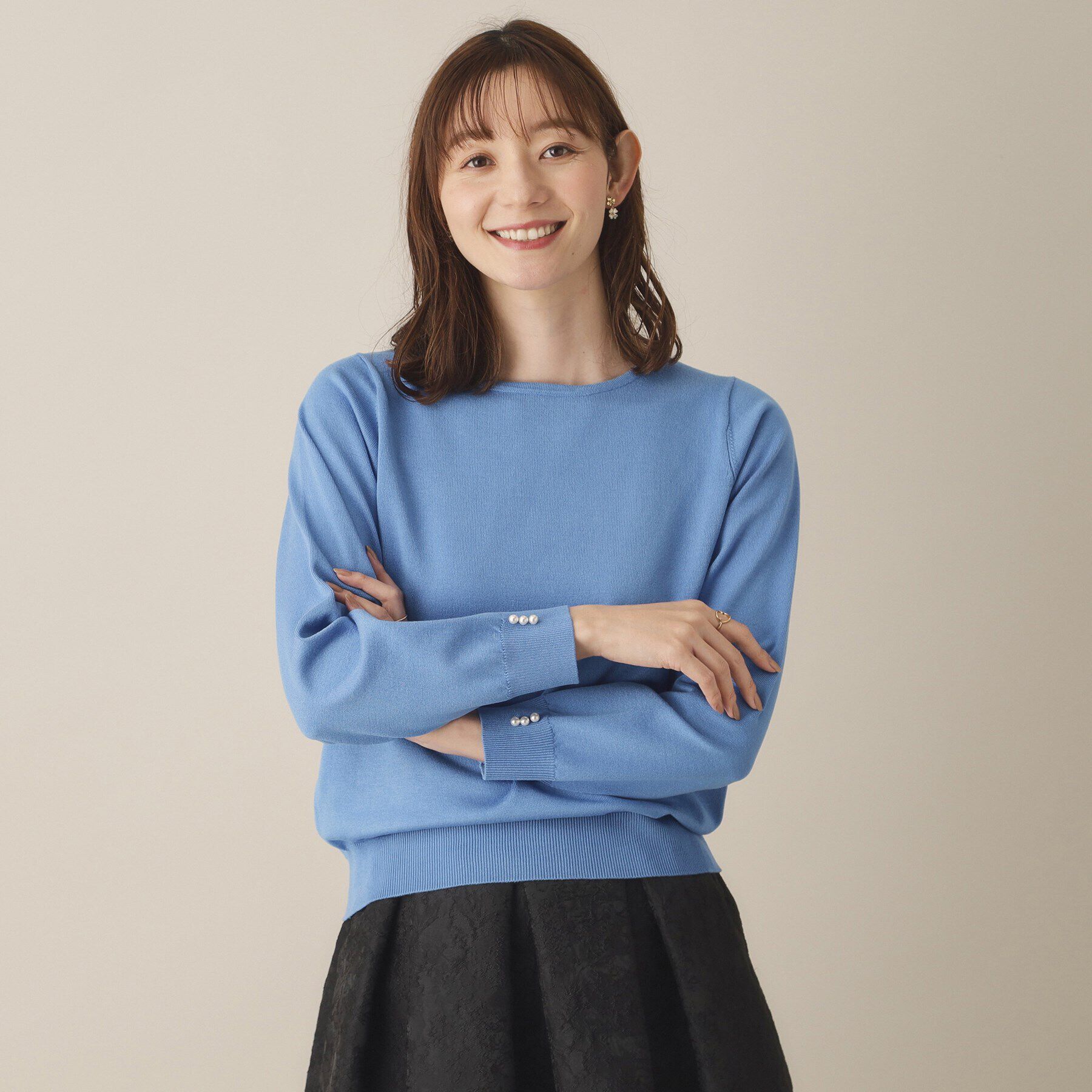 ITS&rsquo;DEMO「【アンチピリング／洗濯機OK】ボートネックニット」|ニット・セーター|ブルー(092)