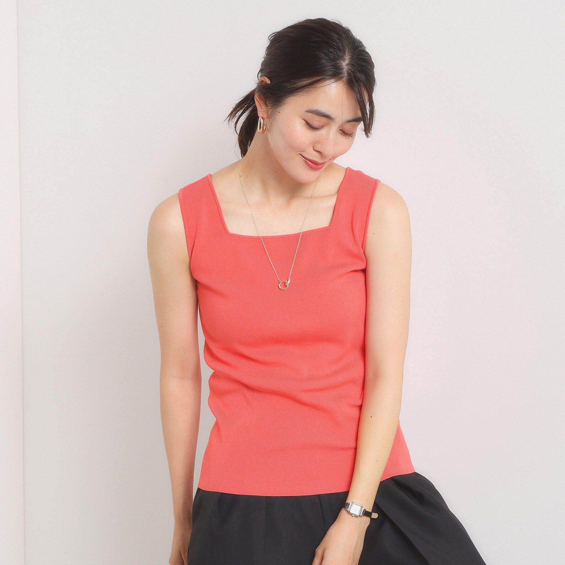 ITS&rsquo;DEMO「【手洗い可】ニットスクエアタンク」|キャミソール|