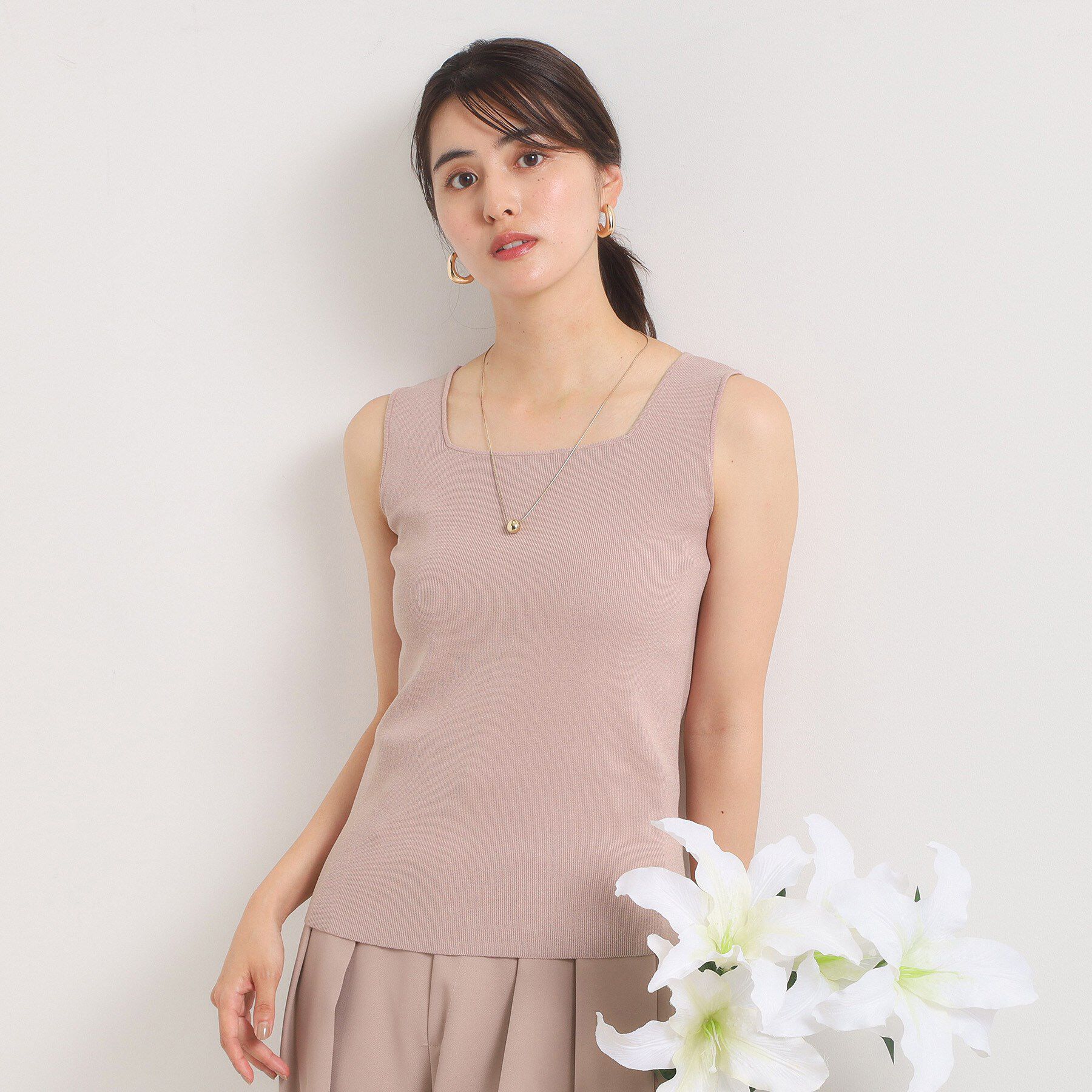ITS&rsquo;DEMO「【手洗い可】ニットスクエアタンク」|キャミソール|