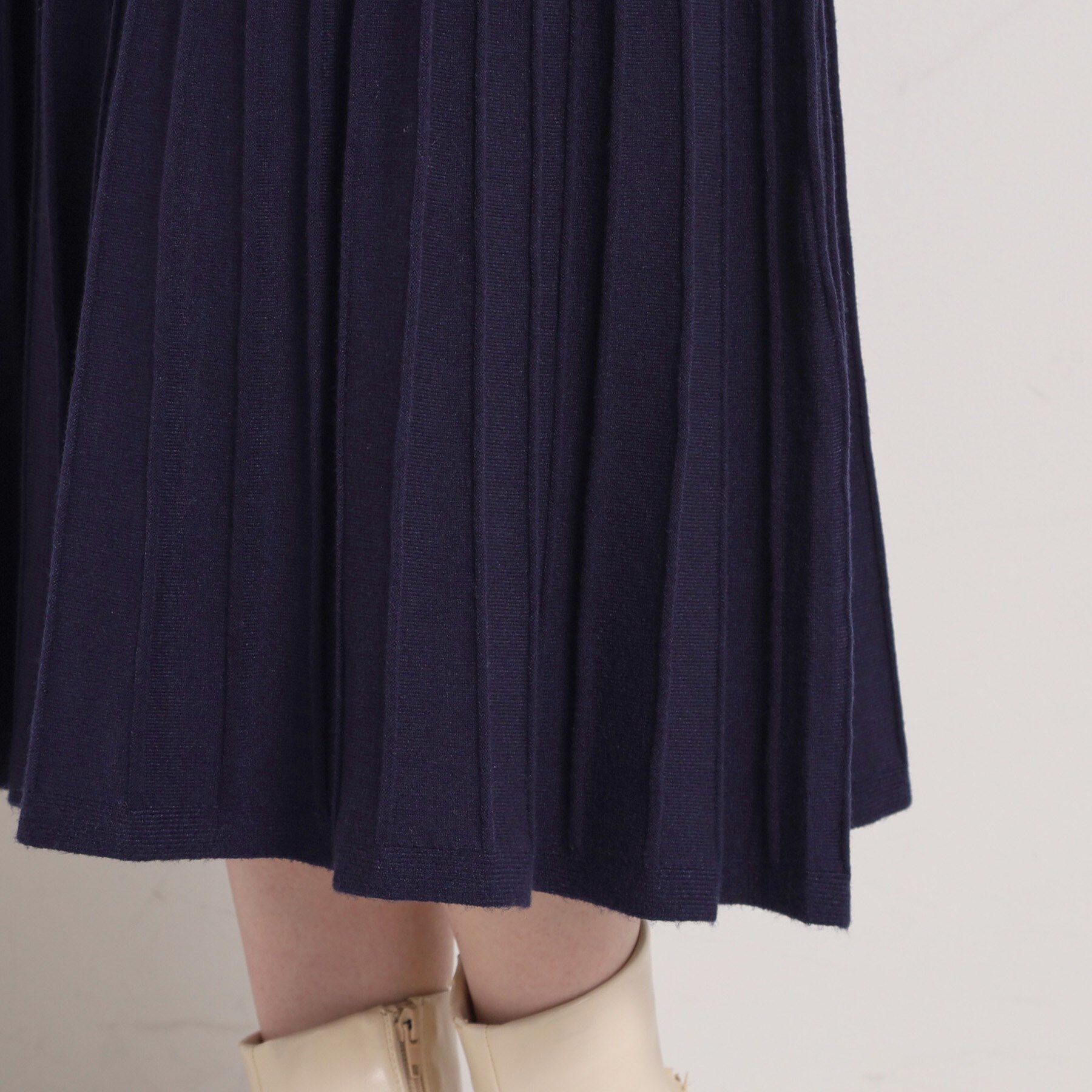 ITS&rsquo;DEMO「【手洗い可】ポロ襟ニットフレアワンピース」|ワンピース|