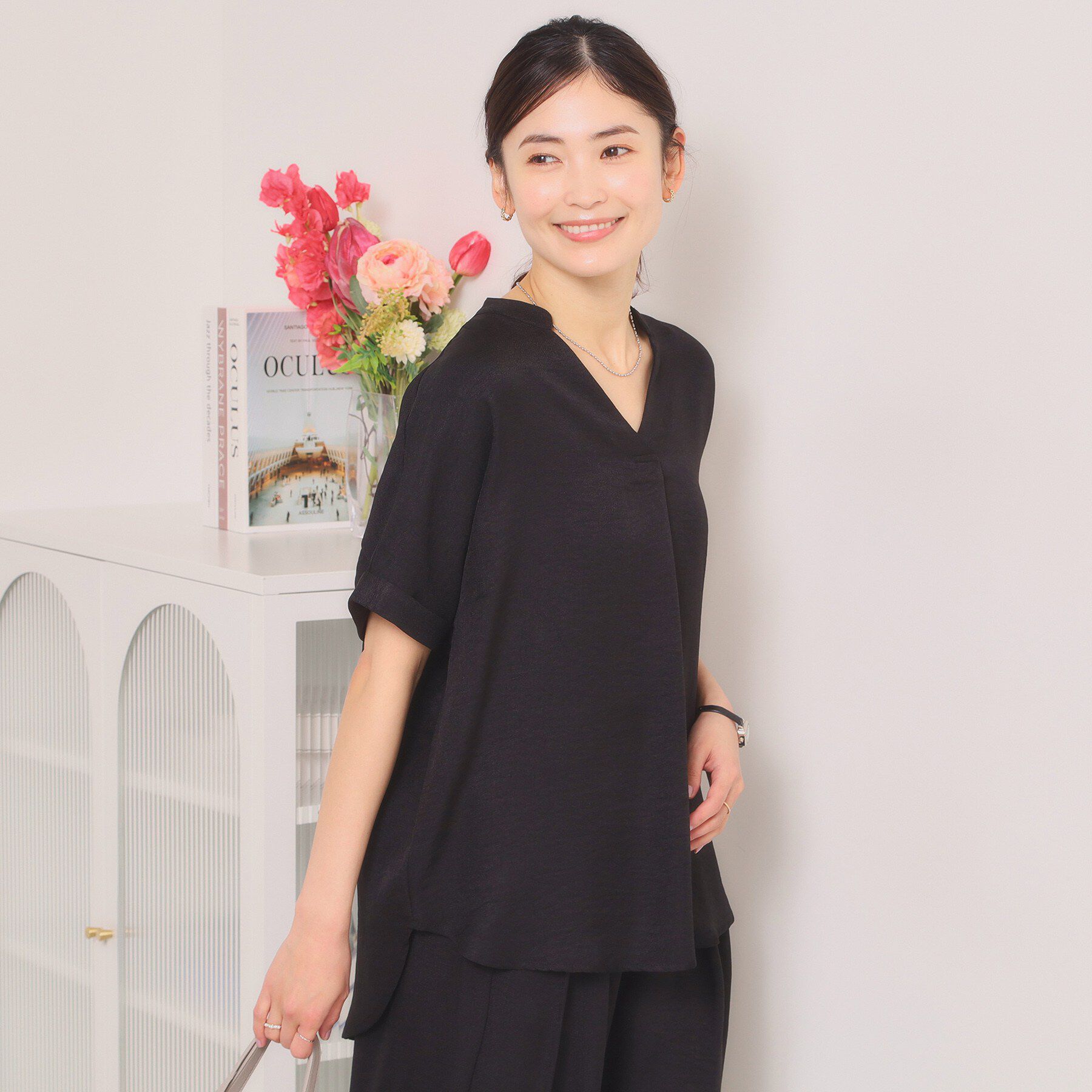 ITS&rsquo;DEMO「【UVケア／接触冷感／吸水速乾／洗濯機OK】柔らかリネンライクスキッパーブラウス」|シャツ・ブラウス|