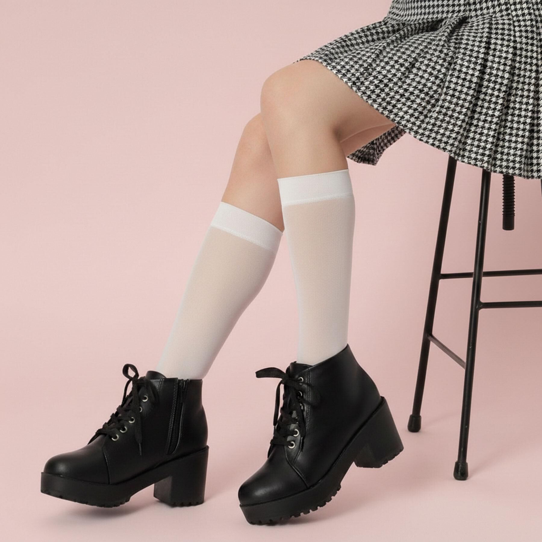 csT&P「一体厚底レースアップブーツ」|ショートブーツ|ﾌﾞﾗｯｸ(019)