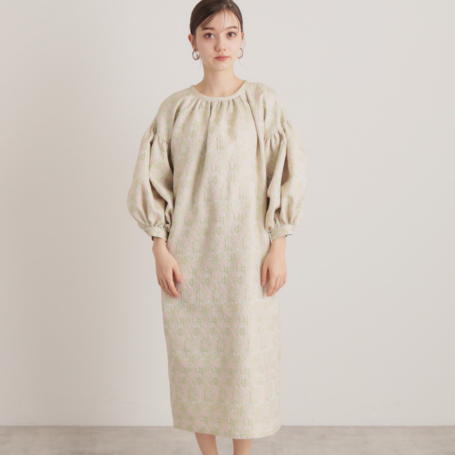 SunaUna「【食事会/お出かけ】小花ジャカードワンピース」|ワンピース|