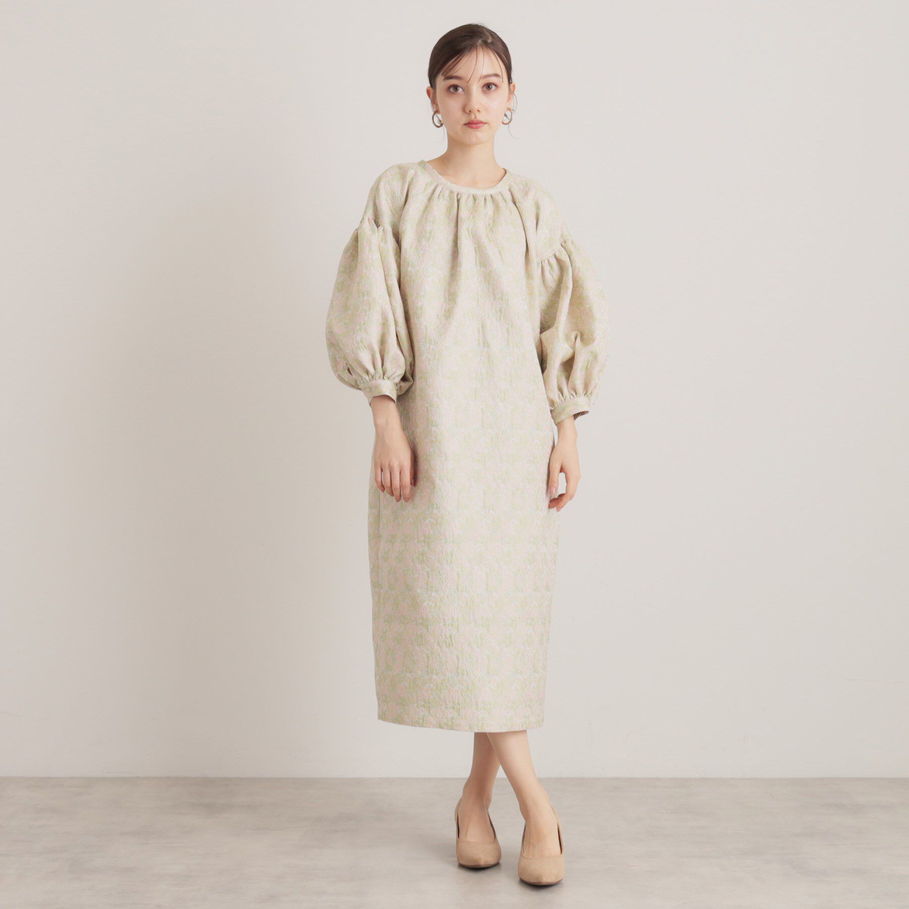 SunaUna「【食事会/お出かけ】小花ジャカードワンピース」|ワンピース|