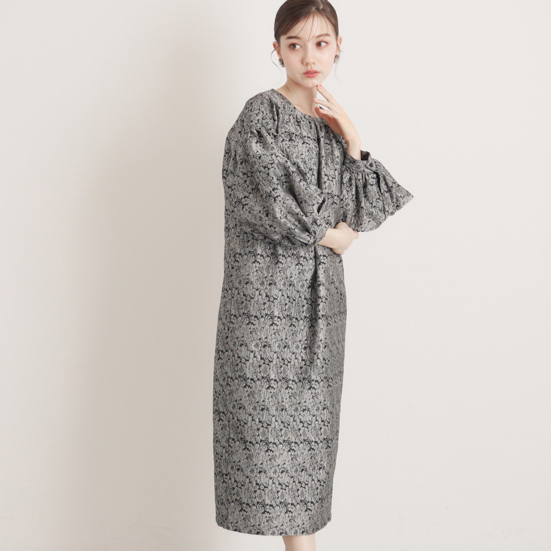 SunaUna「【食事会/お出かけ】小花ジャカードワンピース」|ワンピース|