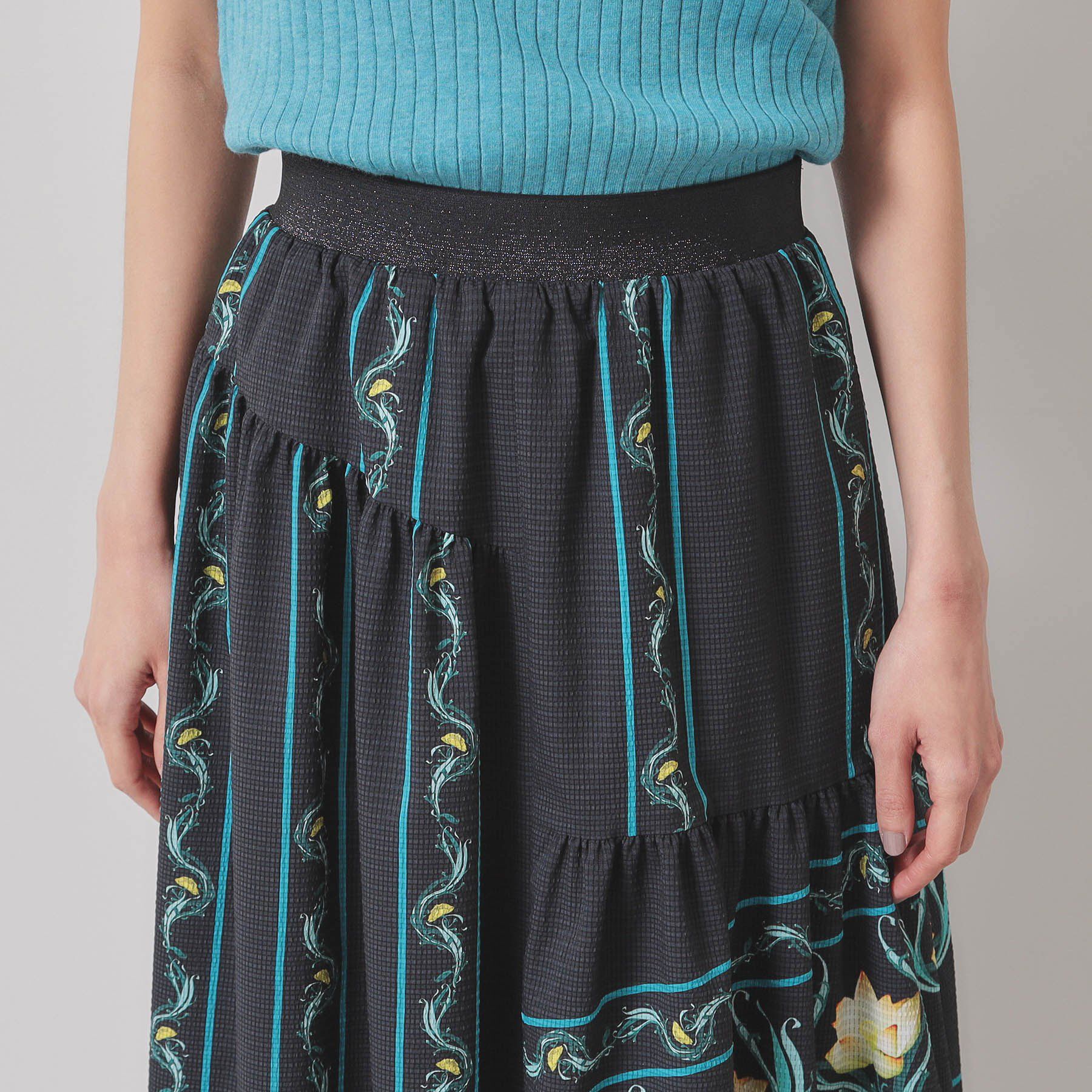 SunaUna「【ティアード／ウエストゴム】オリエンタルパネルスカート」|スカート|