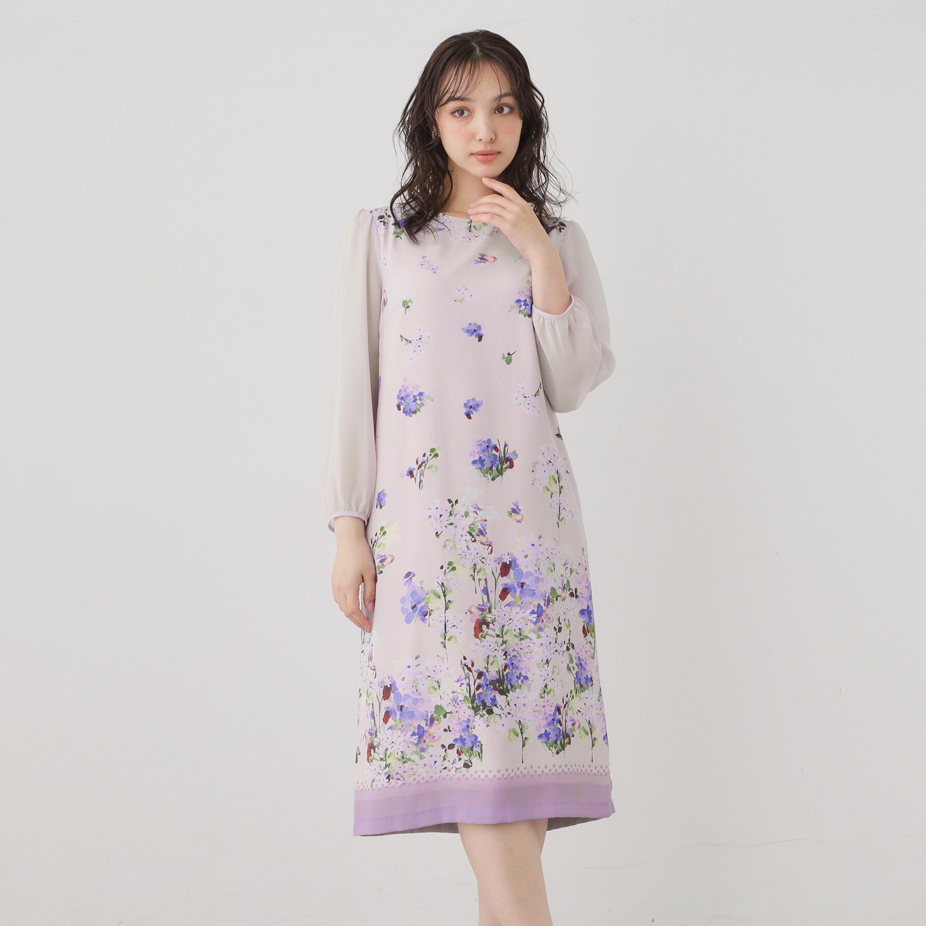 SunaUna「【co creation and yours／SS～L】多色花柄プリントワンピース」|ワンピース|パープル(182)