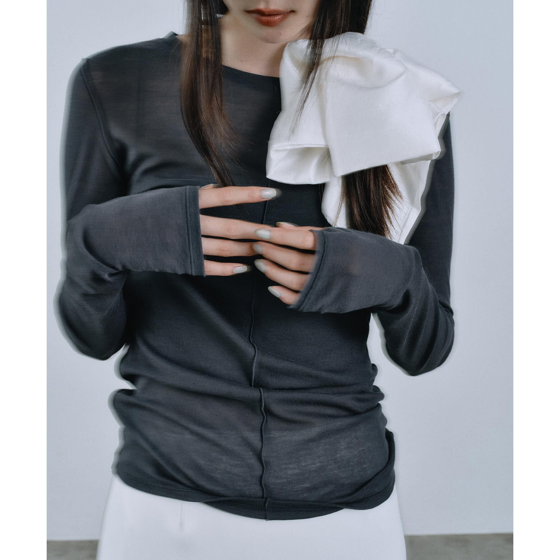 CODE A「sheer basic tee」|Tシャツ・カットソー|チャコールグレー(0