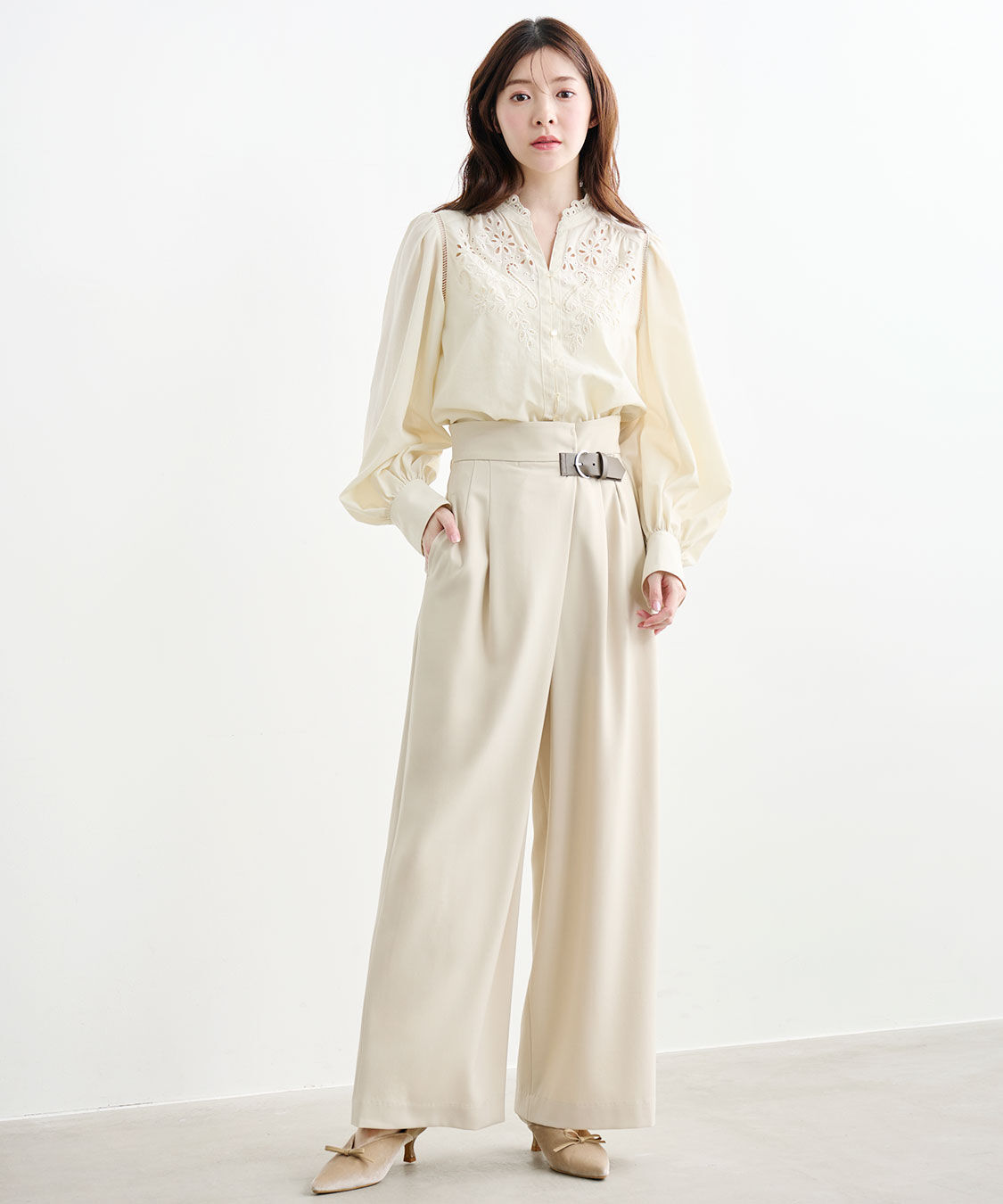 COCO DEAL「カットワーク刺繍ボリュームスリーブブラウス」|シャツ・ブラウス|