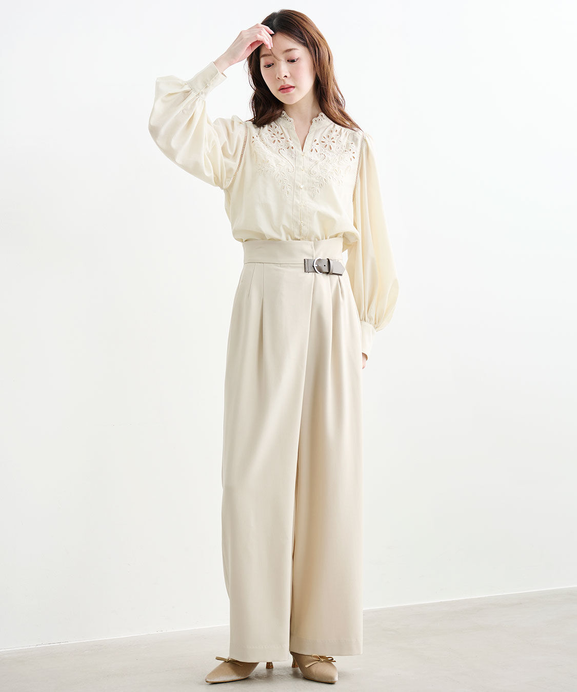 COCO DEAL「ベルトディテールアシメワイドパンツ」|スラックス|