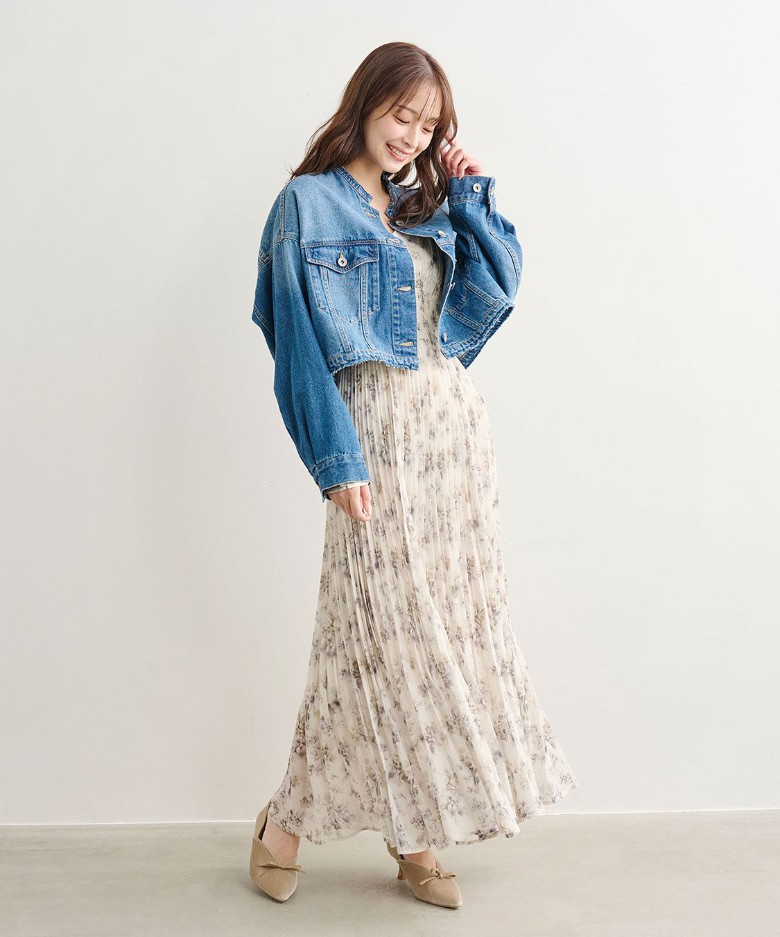 COCO DEAL「リメイク風ノーカラーGジャン」|デニムジャケット|