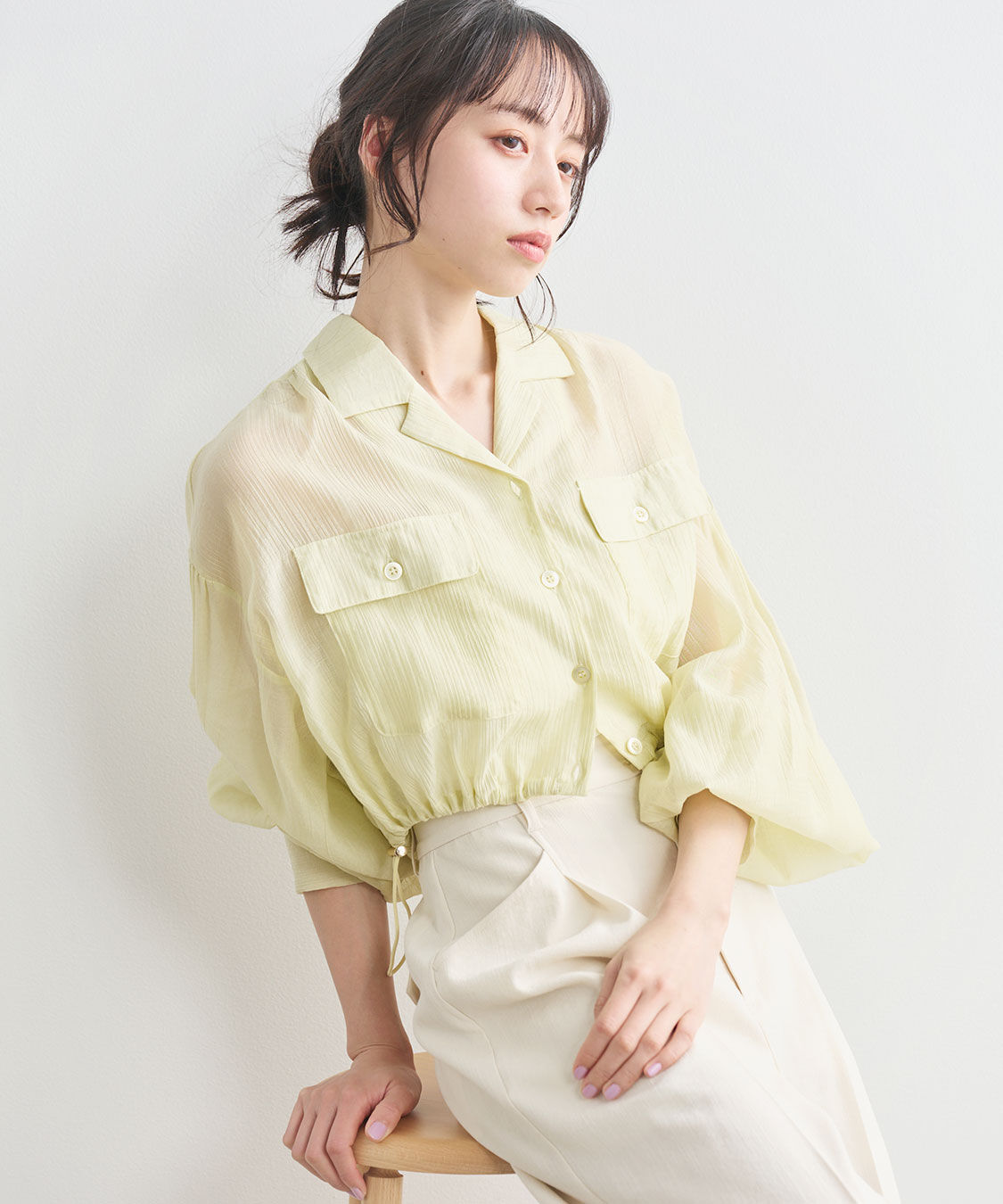 COCO DEAL「シアー楊柳ドロストブラウス」|シャツ・ブラウス|