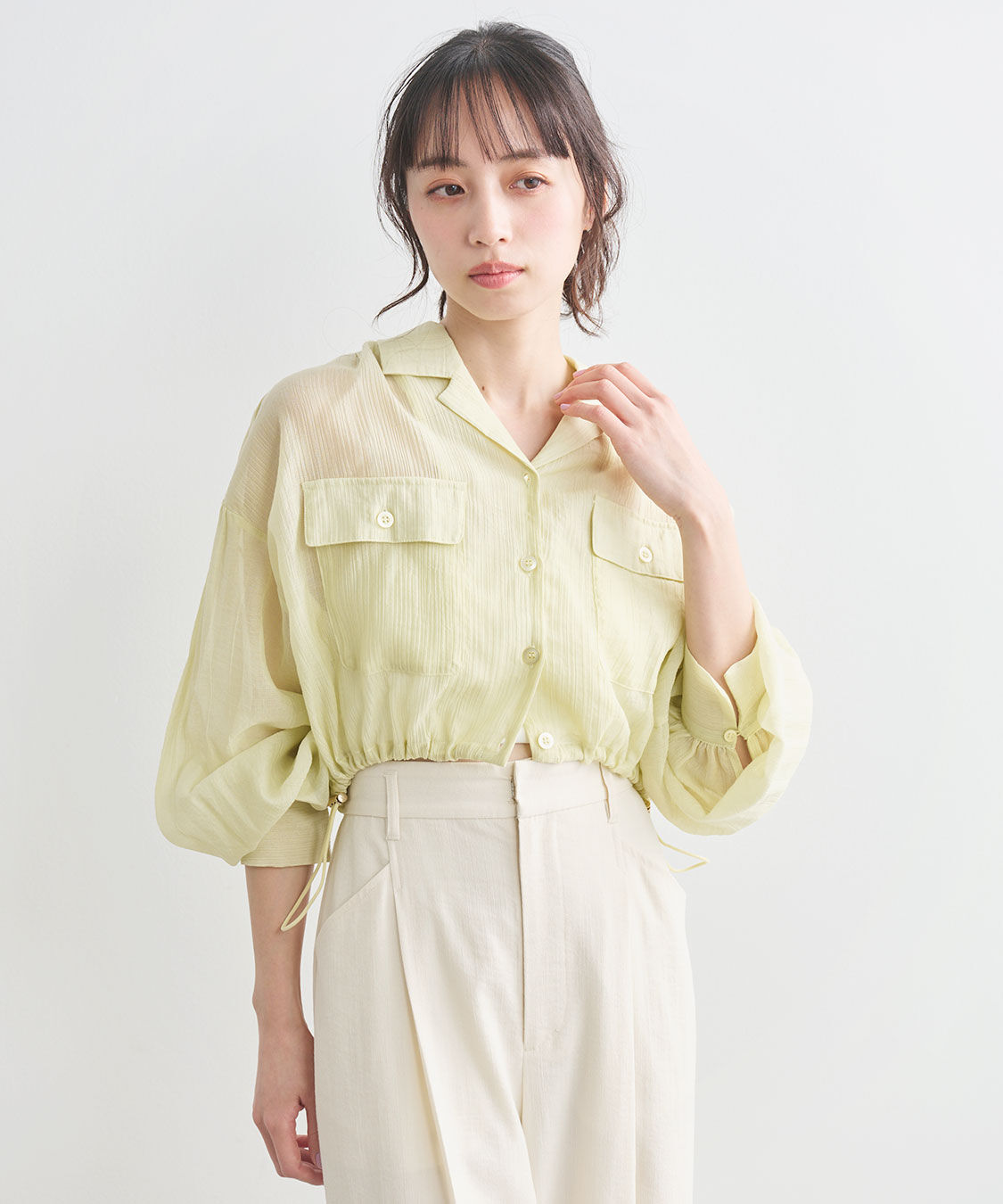 COCO DEAL「シアー楊柳ドロストブラウス」|シャツ・ブラウス|