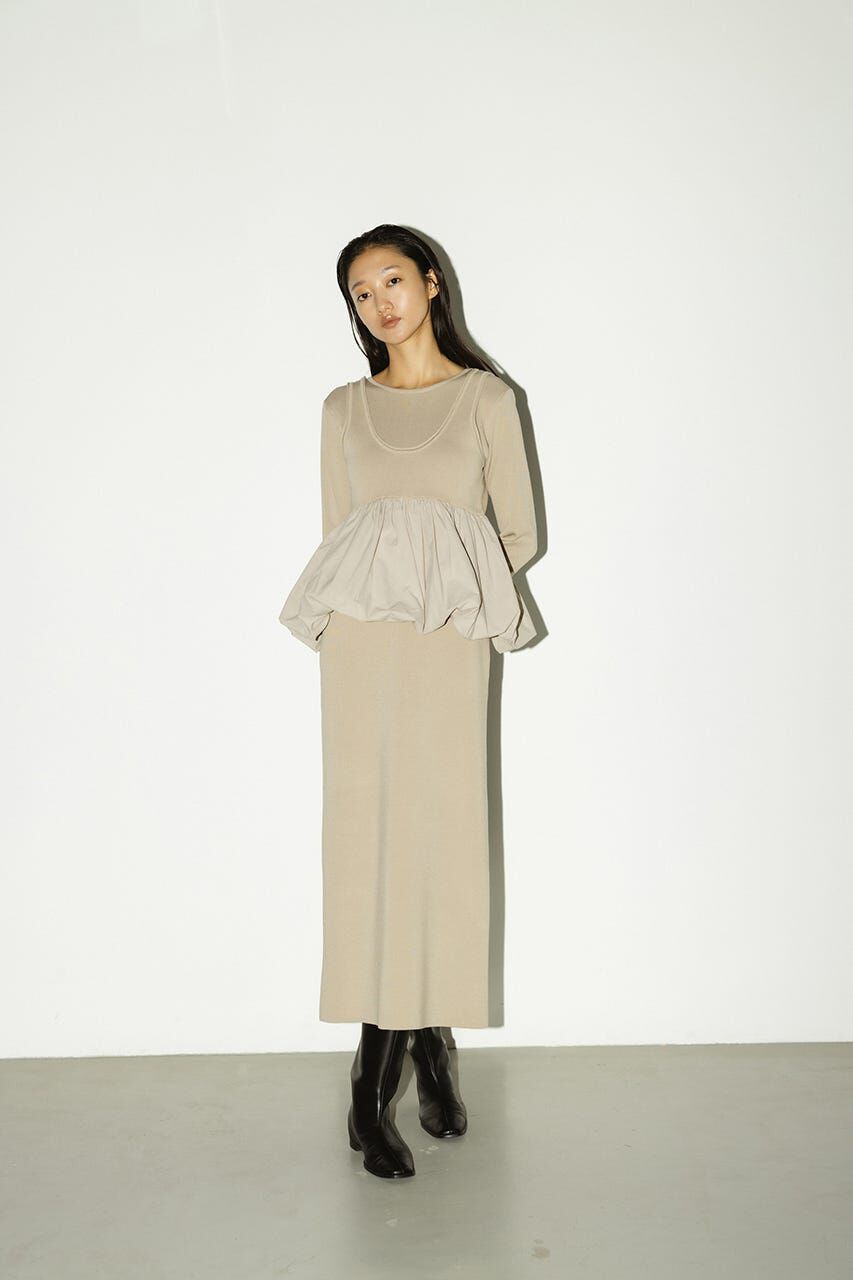 STYLEMIXER「2ピースバルーンペプラムニットワンピース」|ワンピース|BEG