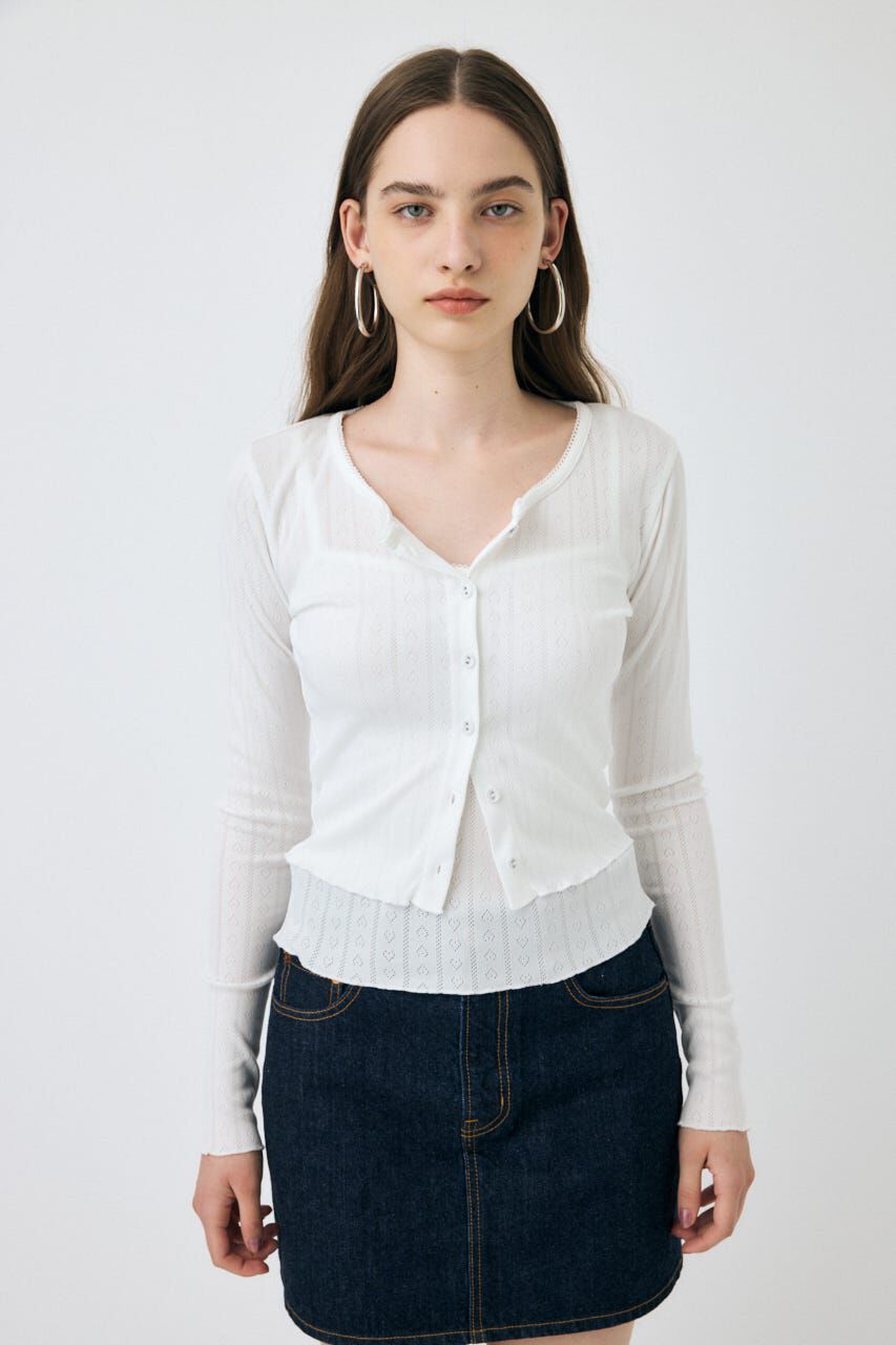 MOUSSY「EYELET U-NECK カーデ & キャミ」|Tシャツ・カットソー|