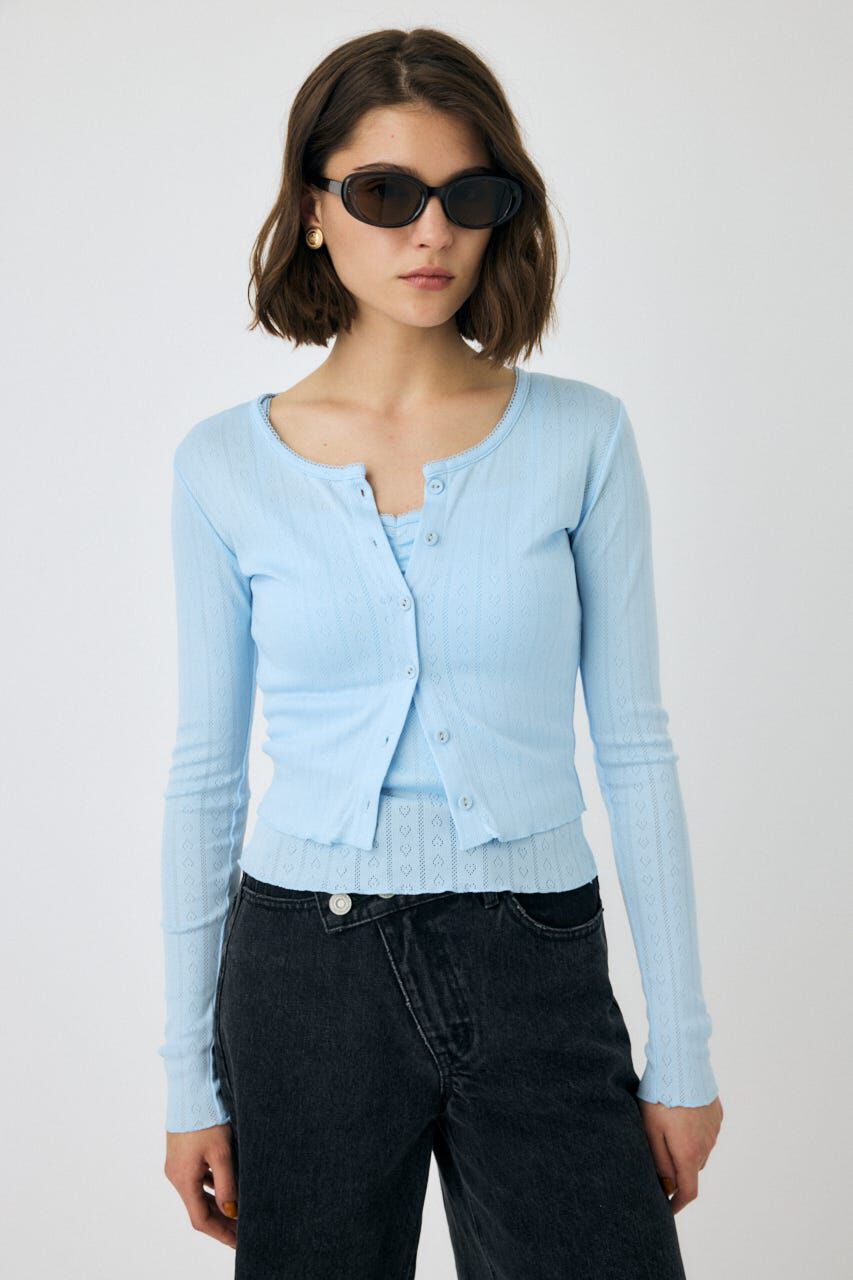 MOUSSY「EYELET U-NECK カーデ & キャミ」|Tシャツ・カットソー|