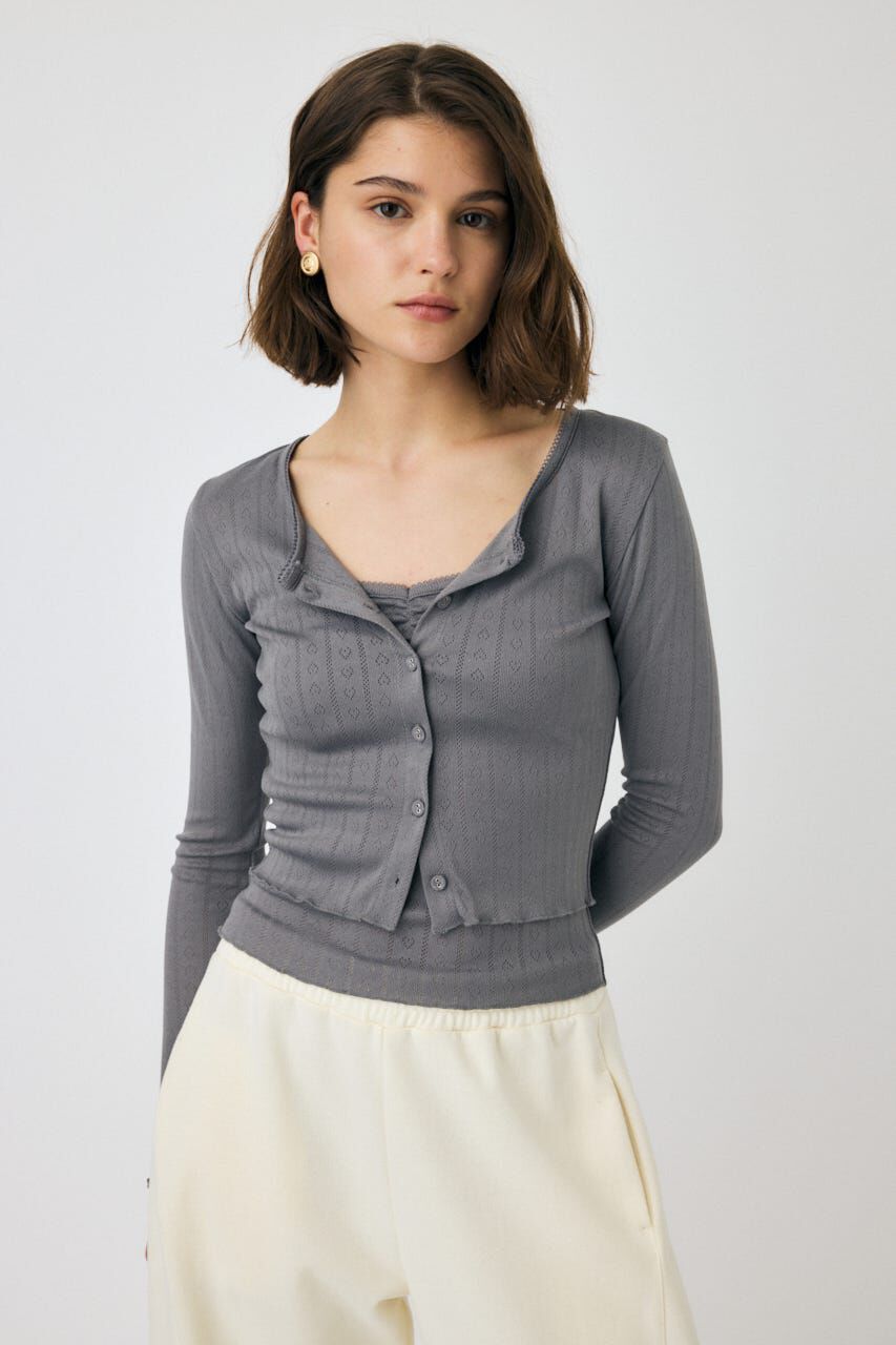 MOUSSY「EYELET U-NECK カーデ & キャミ」|Tシャツ・カットソー|