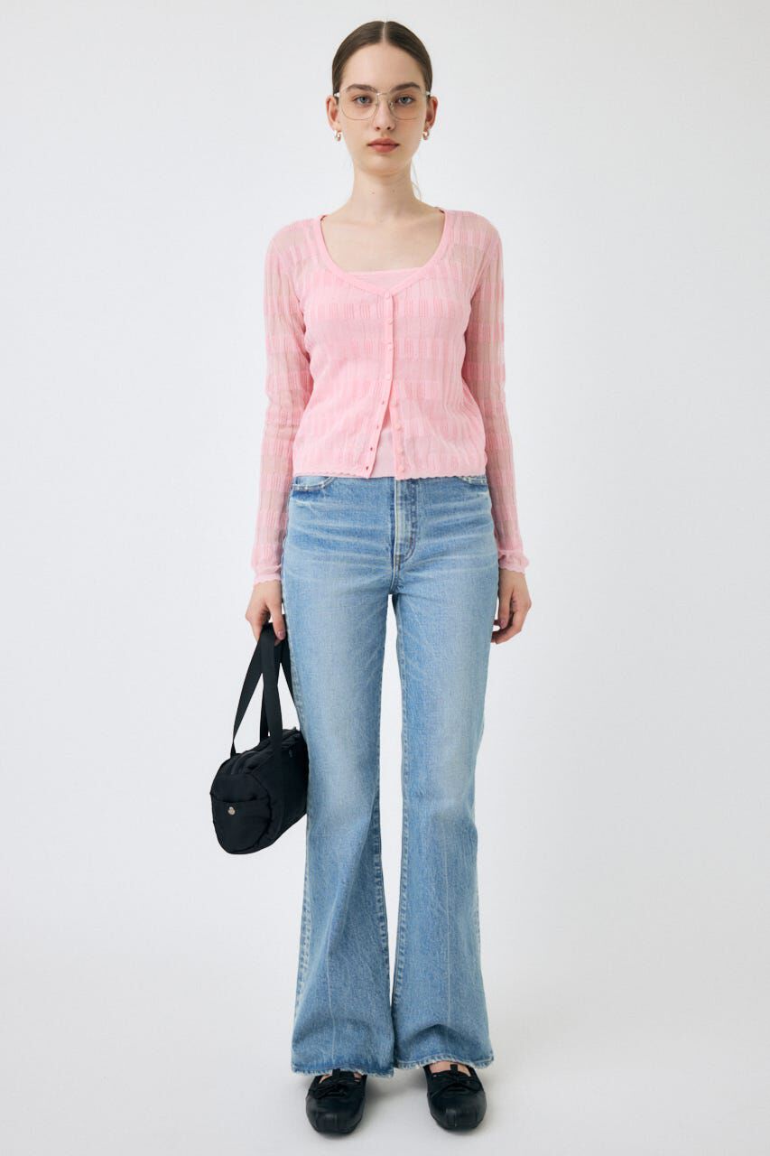 MOUSSY「SHEER BORDER カーディガン」|ニット・セーター|